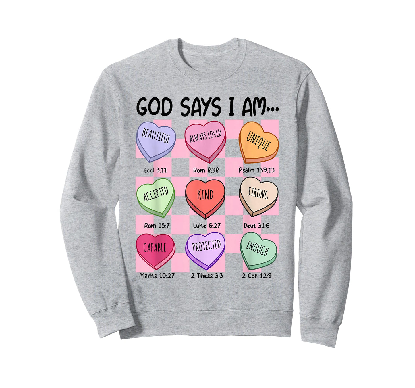 God Says I Am Toddler Kid Girls Valentine Hearts Bible Verse T-Shirt