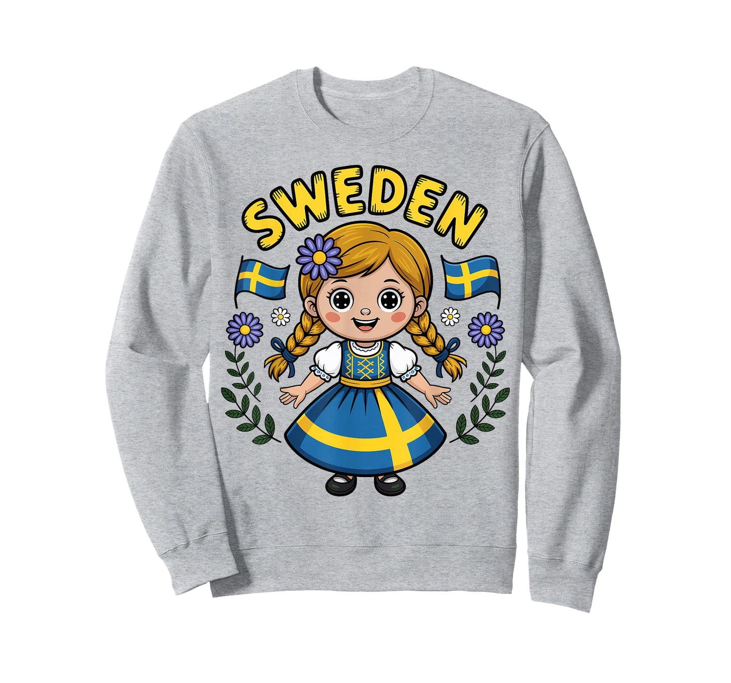 Cute Swedish Girl in Traditional Folk Dress for Kids T-Shirt