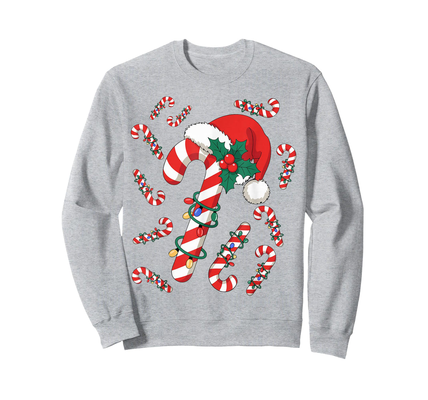 Red and White Candy Cane Santa Christmas Xmas Lights T-Shirt
