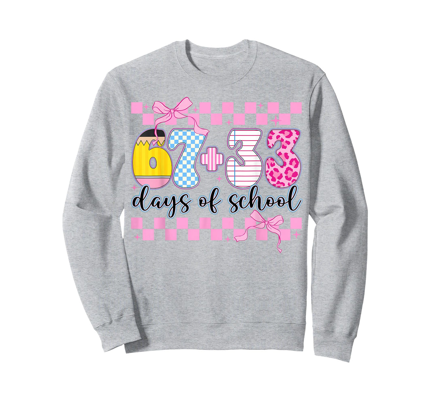 Happy 67 33 Day of School for Teacher Girls Kids 100th Day T-Shirt