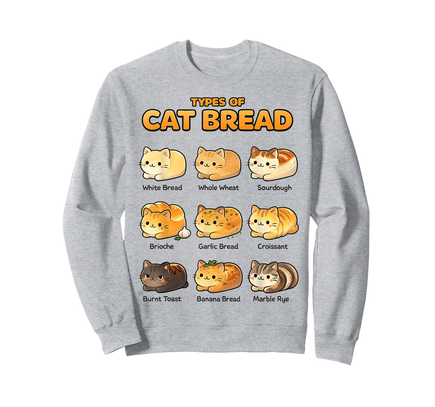 Types of Cat Bread Cute Kawaii Cat Loaf Meme Feline T-Shirt