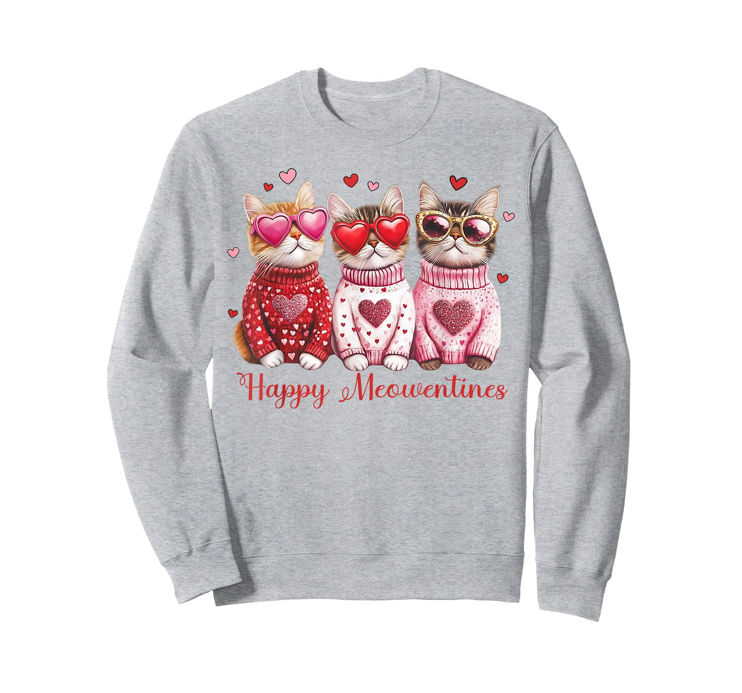 Valentine Cat Happy Meowentines Heart Valentines Cat Lover T-Shirt
