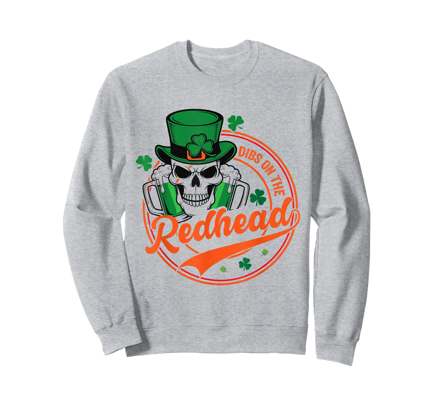St Patricks Day Irish Skeleton Shamrock Dibs On The Redhead T-Shirt
