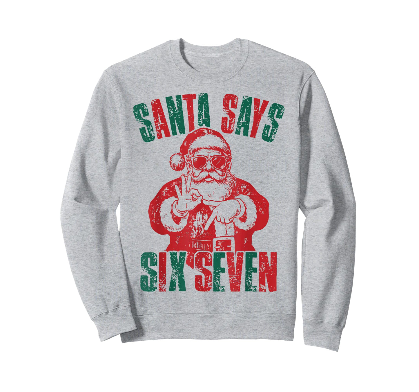 Santa Says Six Seven 6 7 Hands Sign Funny Christmas Joke T-Shirt