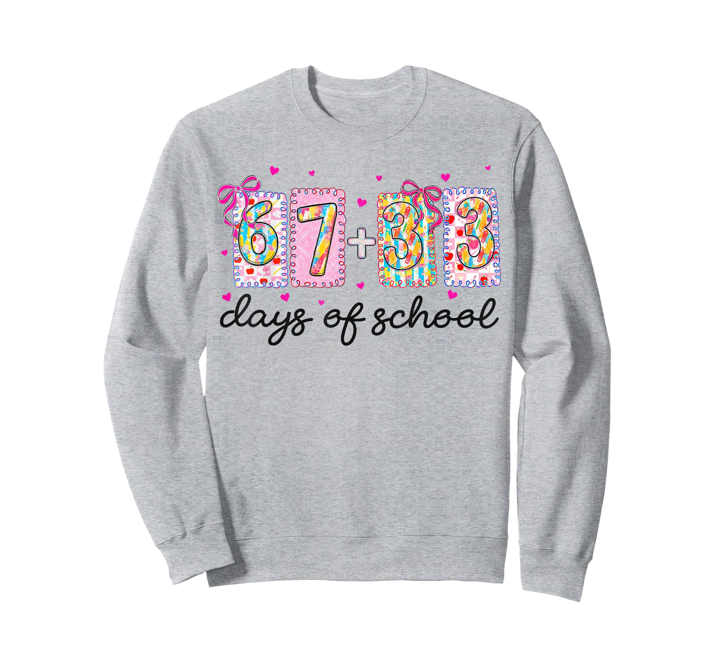 Preppy 67+33 Days of School Coquette Bow 100 Days Kid T-Shirt