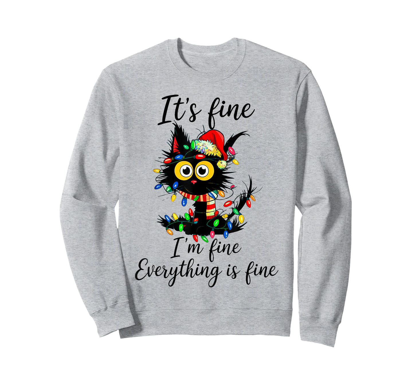 It's Fine I'm Fine Everything is Fine Cat Christmas T-Shirt