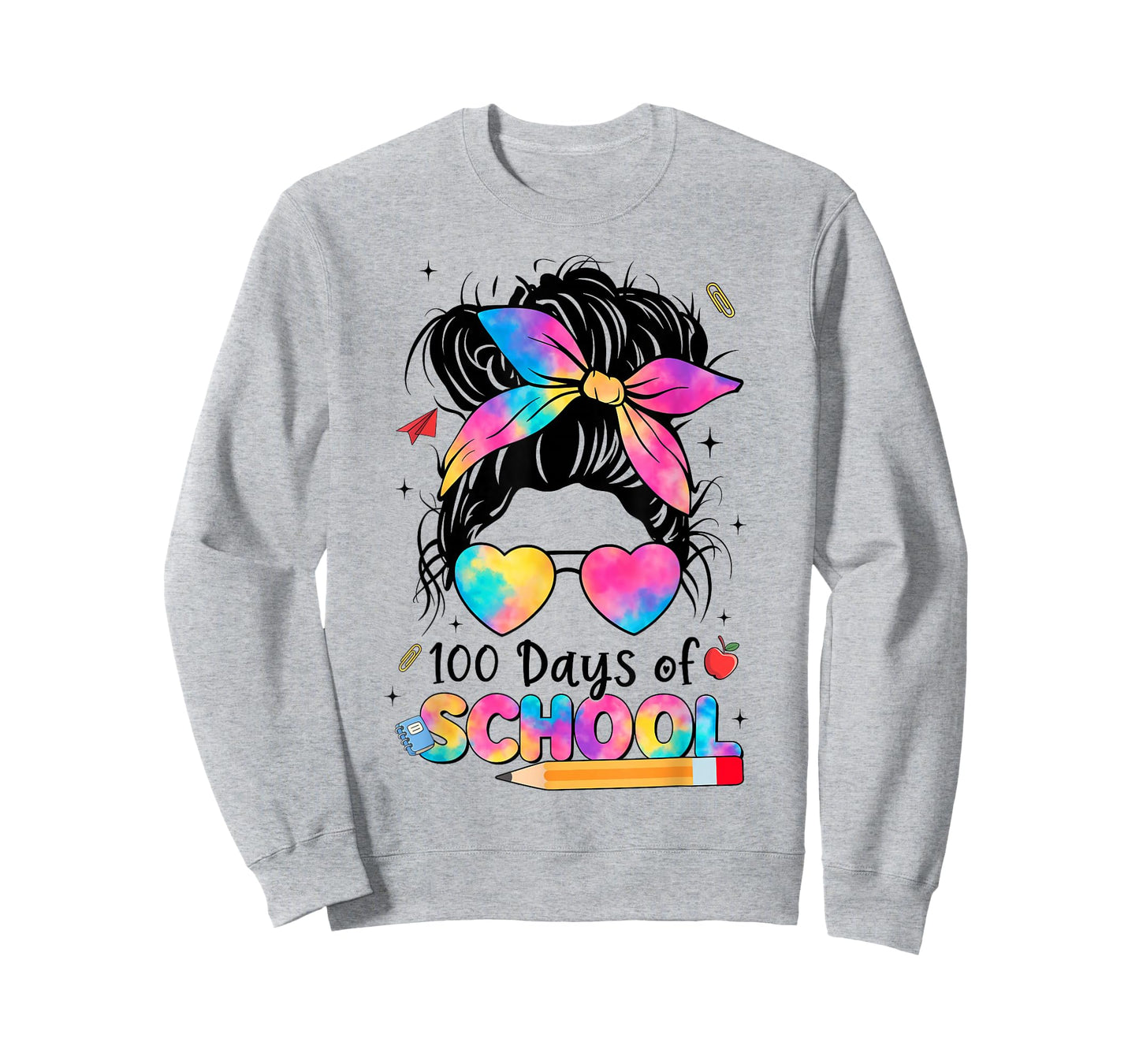 100 Days of School Groovy Messy Bun Bandana 100th Day Girl T-Shirt