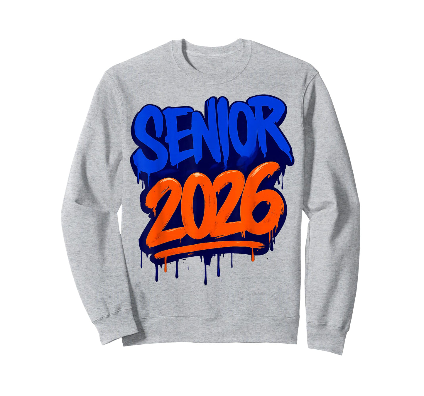 Funny Senior 2026 Orange and Blue Graduation Drip Teacher T-Shirt