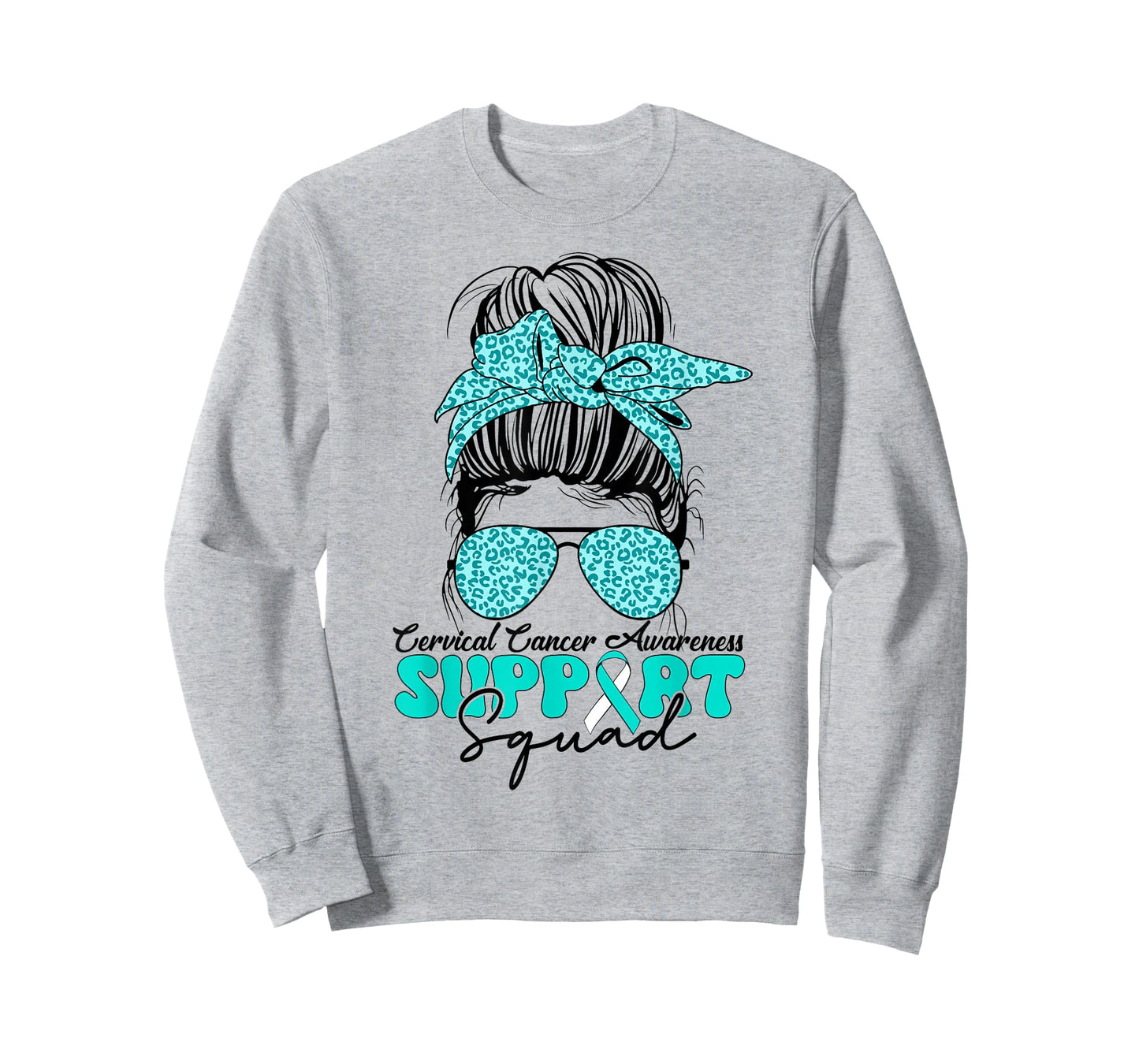 Women Support Cervical Cancer Awareness Teal & White Ribbon T-Shirt