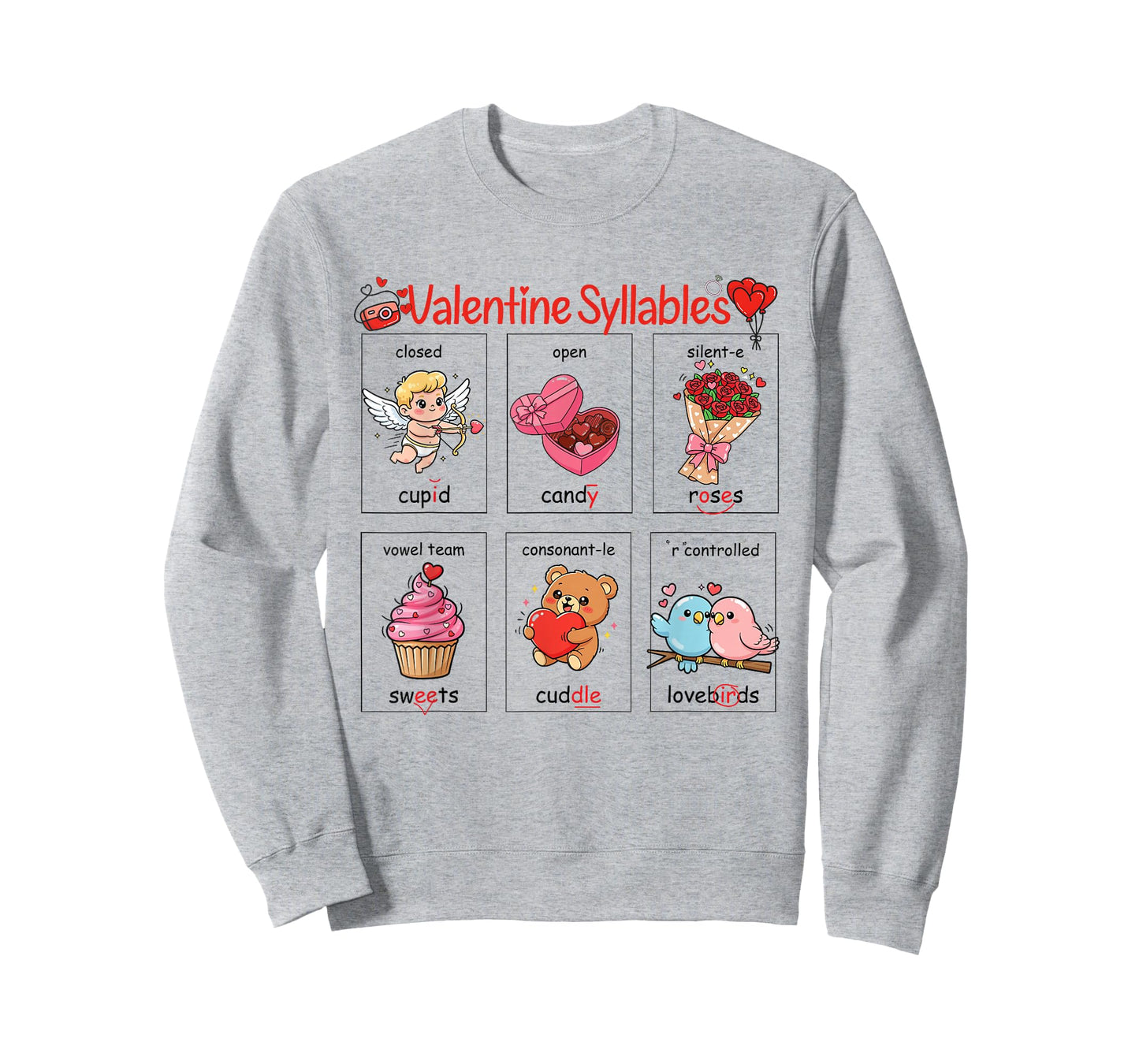 Valentine six Syllables Phonetics Kids and Teacher T-Shirt