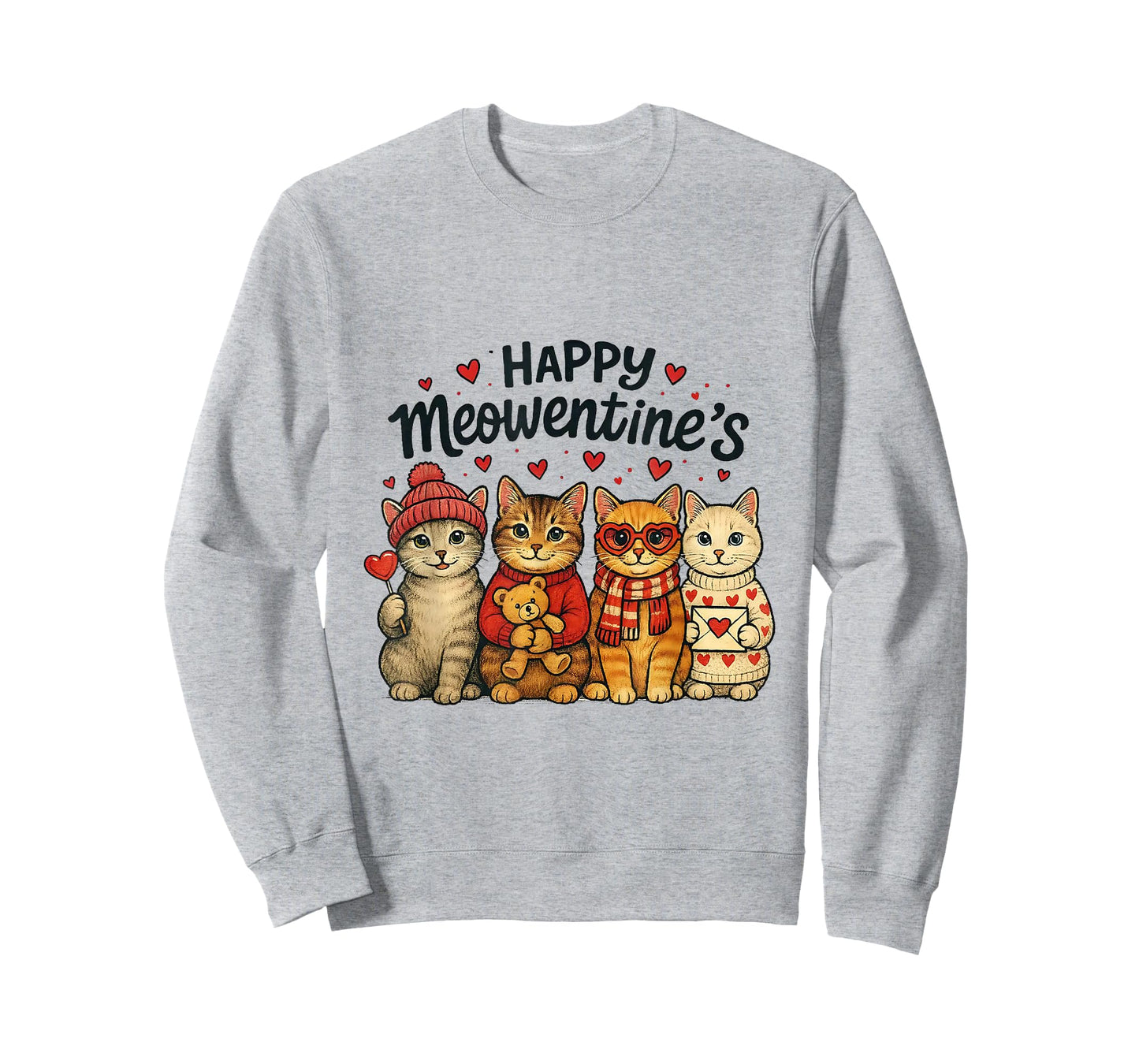 Cute Happy Meowentines Valentine Cats Love Men Women T-Shirt
