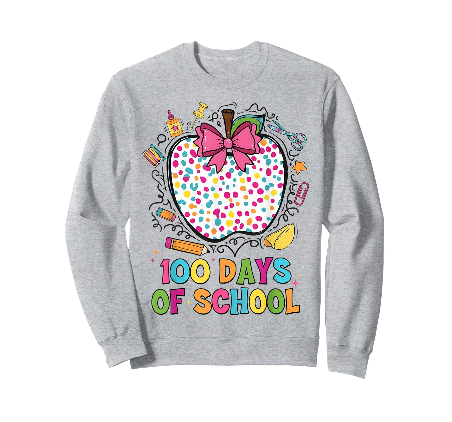 100 Days of School Bow Pencil Apple 100th Day of School T-Shirt