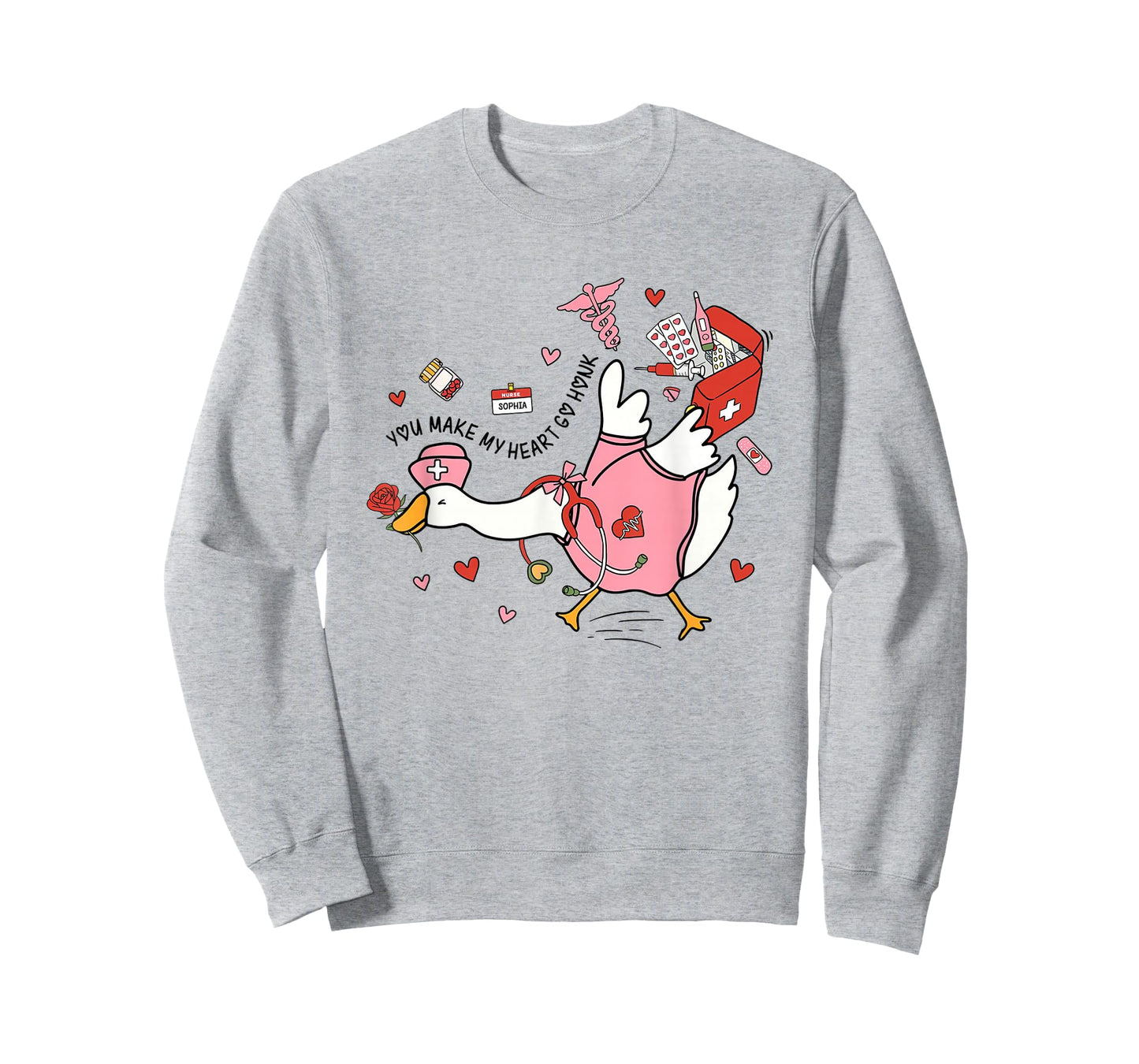 Women Valentine Silly Goose Romantic Yapping School Nurses T-Shirt