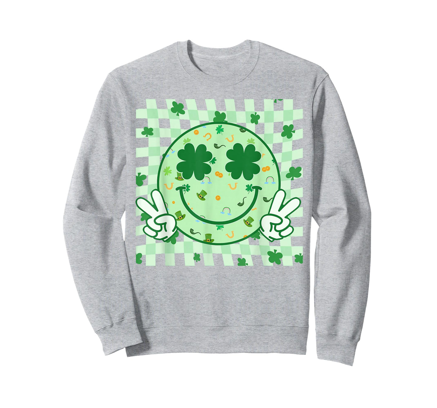 Groovy Shamrock Smile Face St Patricks Day Shirts Women Kids T-Shirt