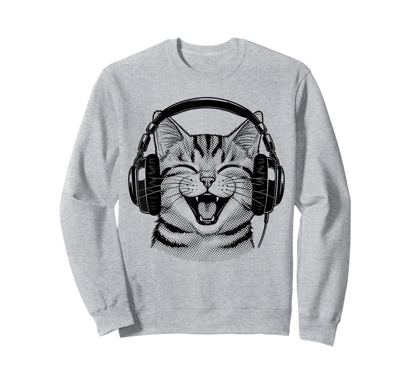 Cute Headphones Cat Funny Silly Music Cat Lover T-Shirt