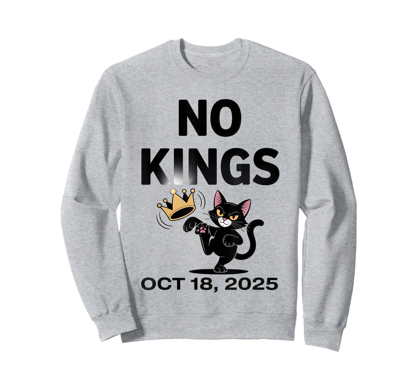 Black Cat No Kings October 18 No Kings Day T-Shirt