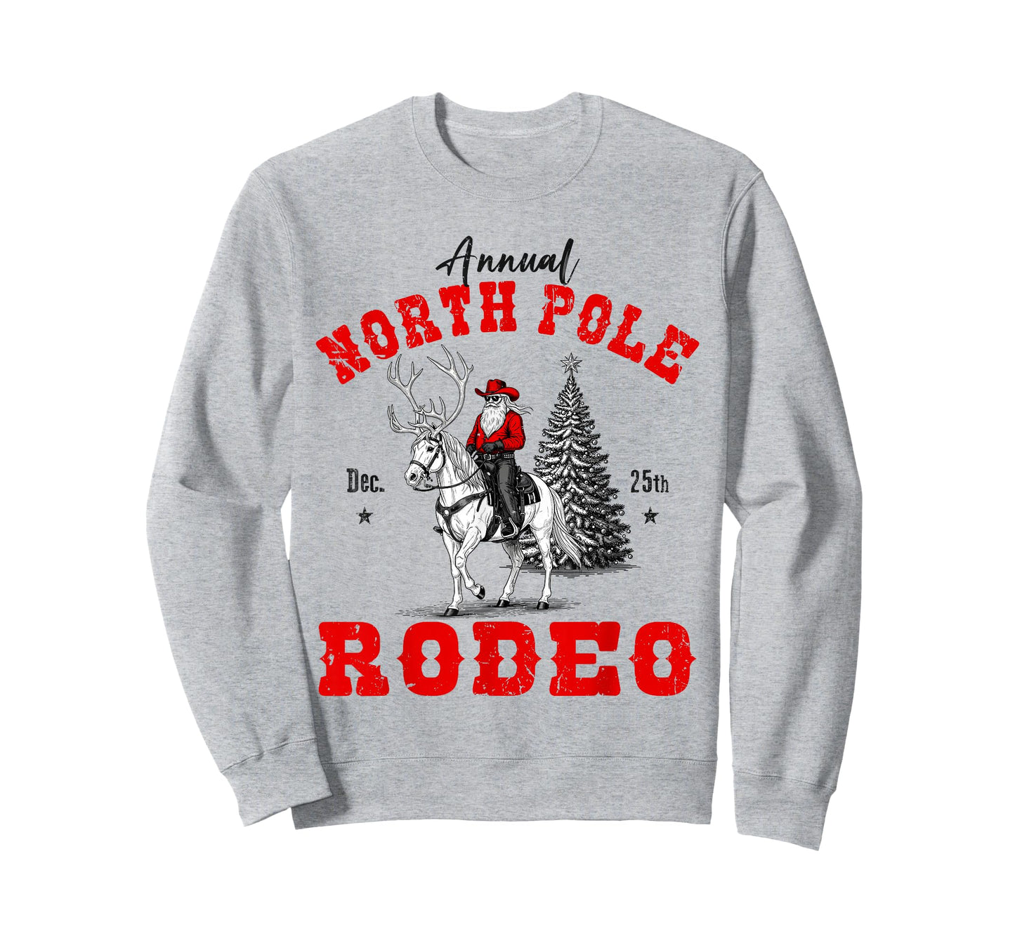 Cowboy Santa Riding Reindeer North Pole Rodeo Christmas T-Shirt