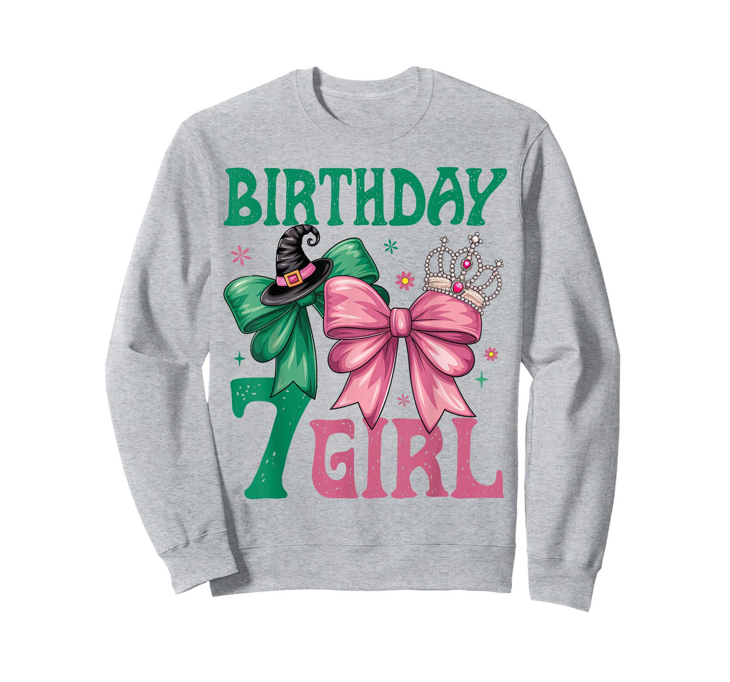 7th Birthday Girl Witch Pink Green 7 Year Old Birthday Girl T-Shirt