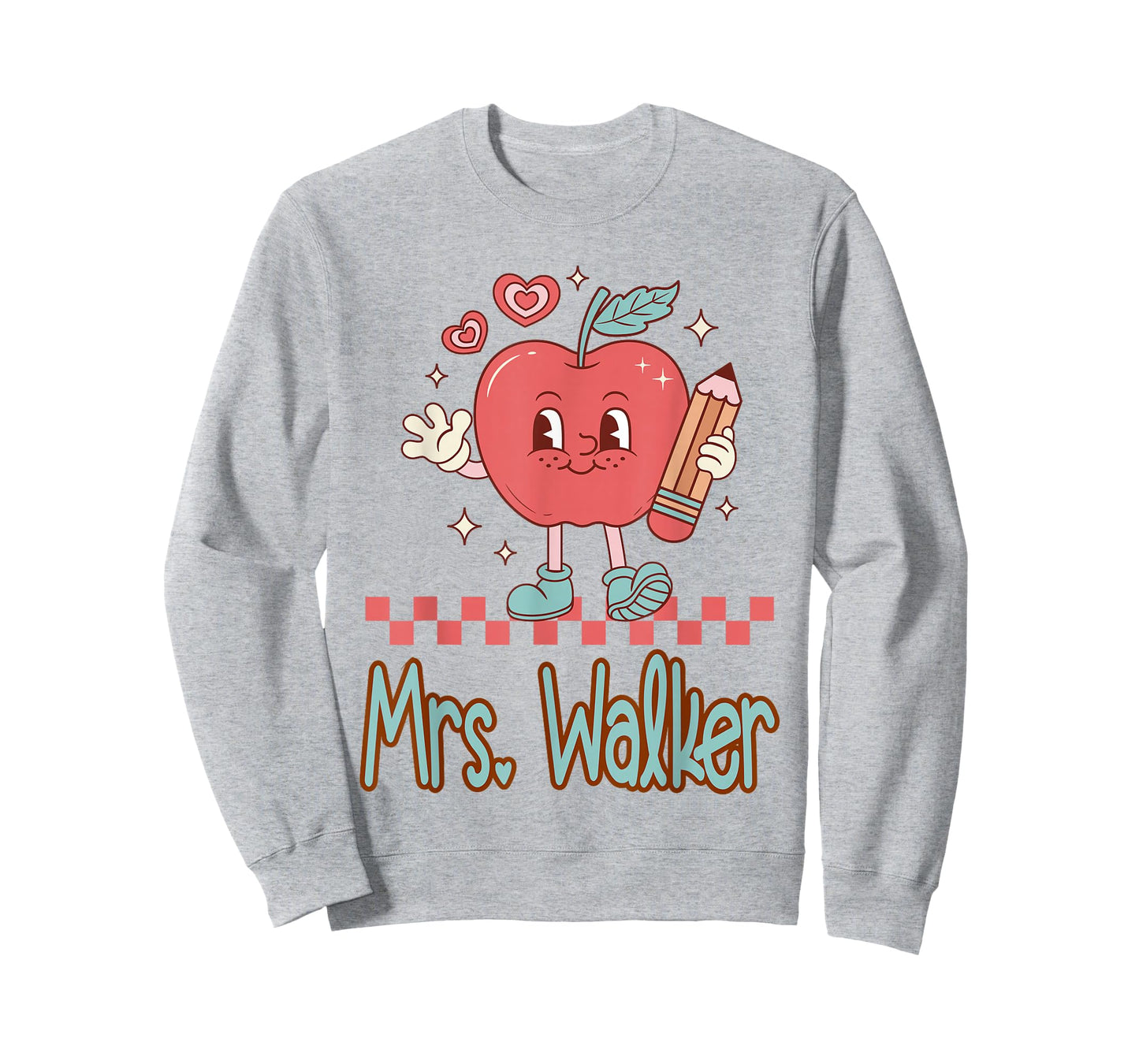 Mrs. Walker Cute Retro Apple Pencil Teacher Design T-Shirt