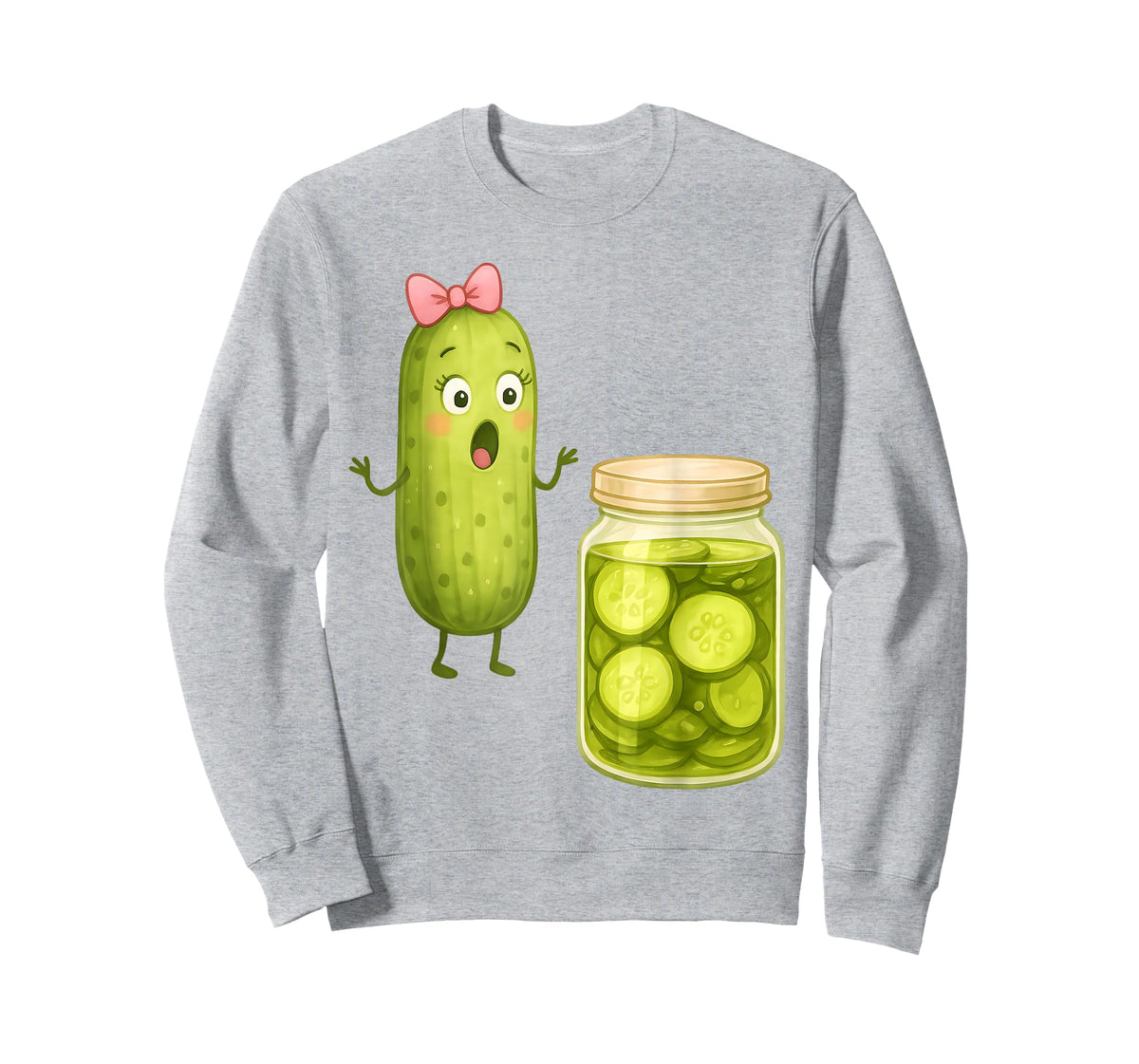 Funny Pickle Surprise Cucumber and Jar Pickle Bow Girl Women T-Shirt