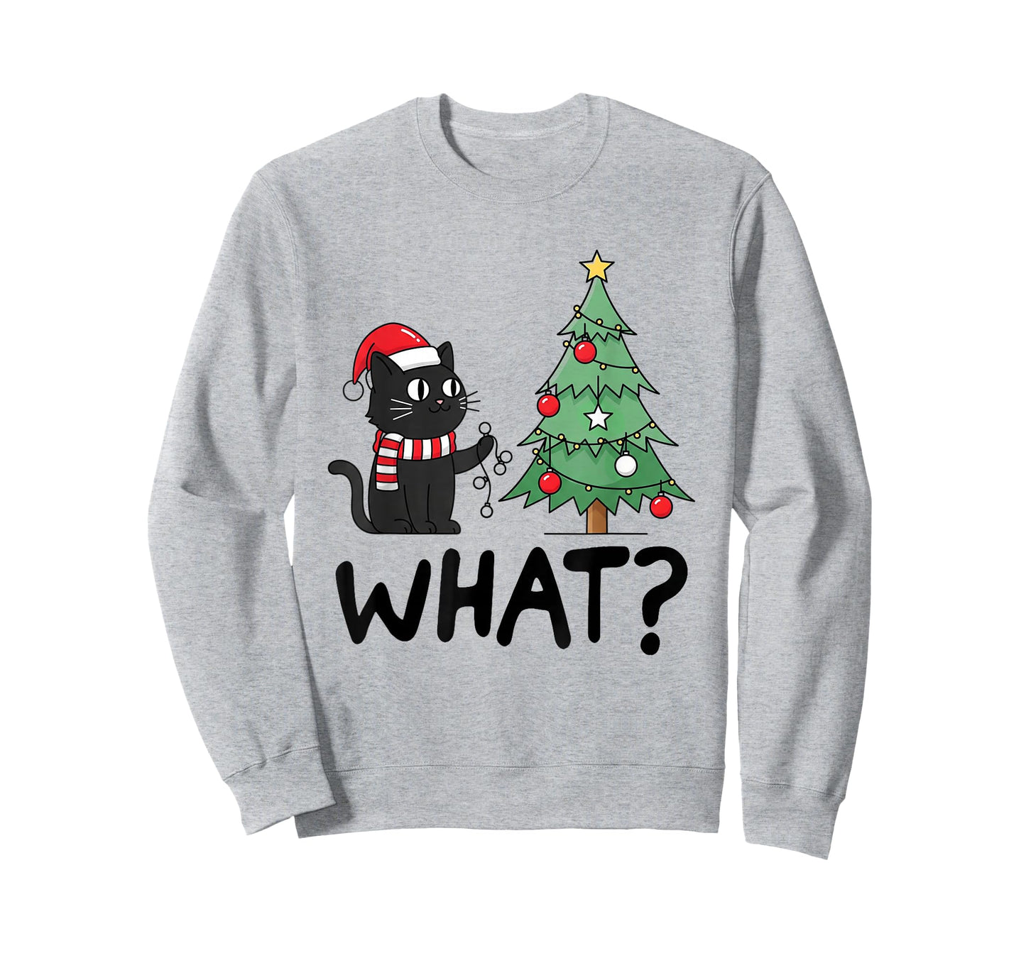 Funny Black Cat Gifts Pushing Christmas Tree Over Cat What T-Shirt