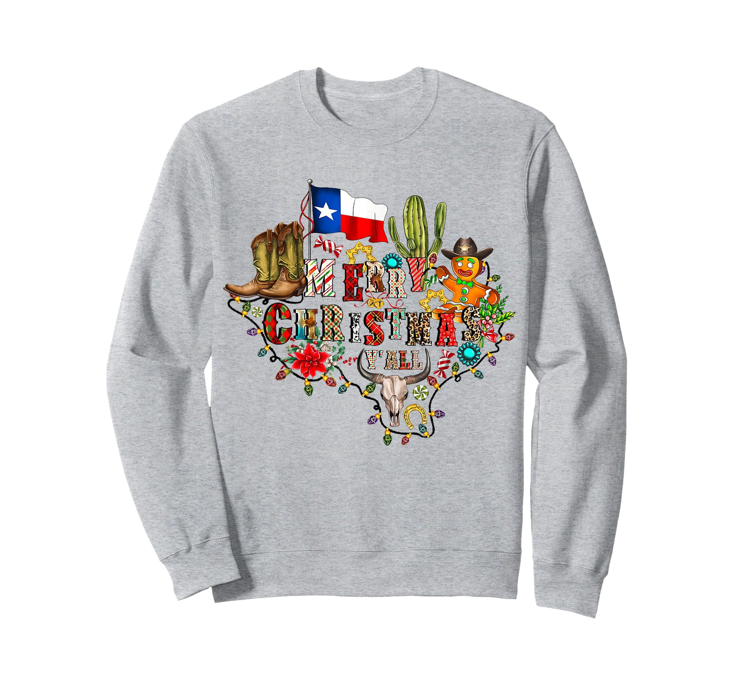 Merry Christmas Y'all Texas Map Santa Hat Mens Womens Kids T-Shirt