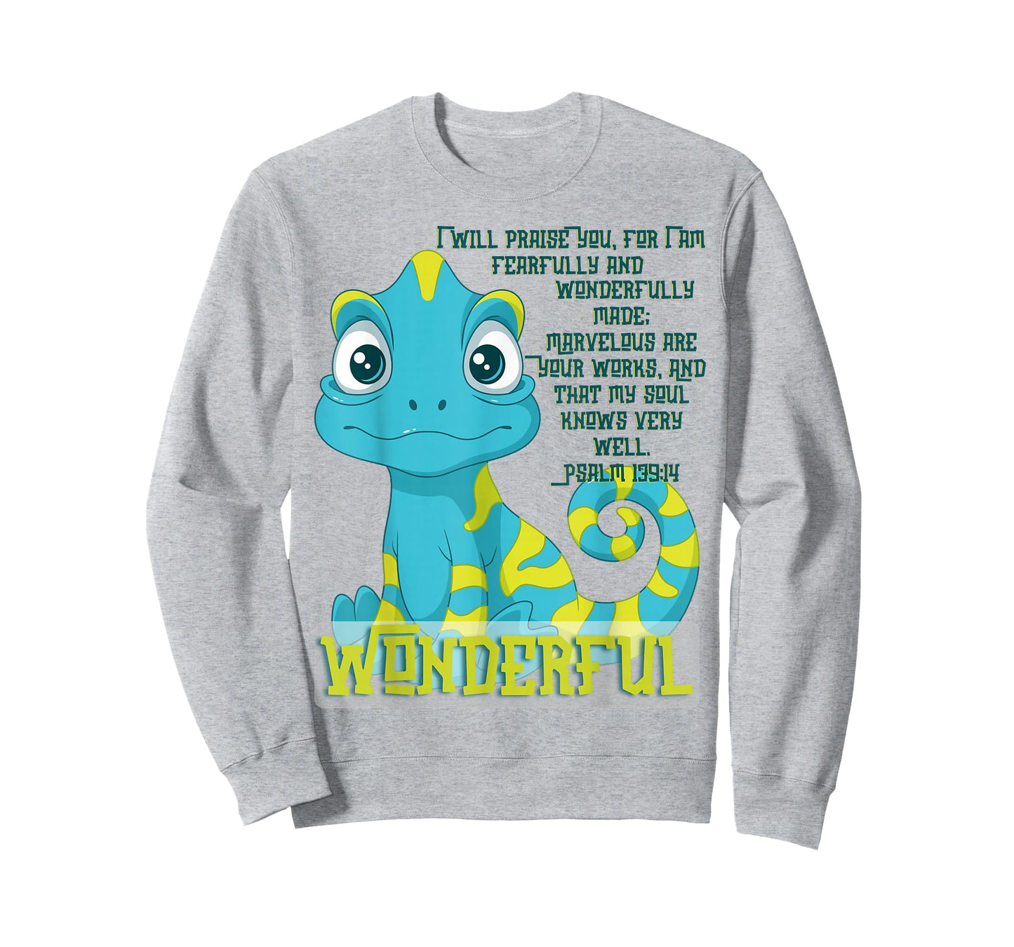Wonderfully Made Lizard Psalm 139:14 Christian Faith Design T-Shirt