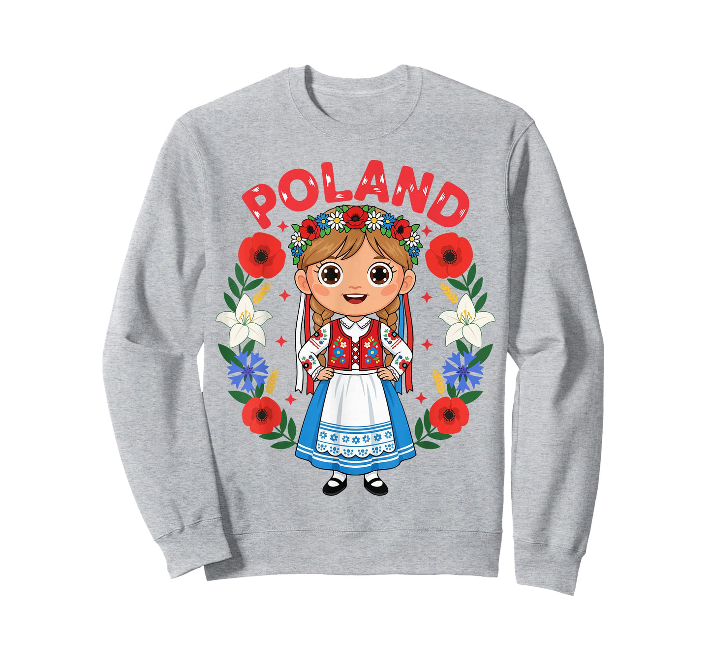 Poland Polish Girl Traditional Dress Flowers Heritage T-Shirt