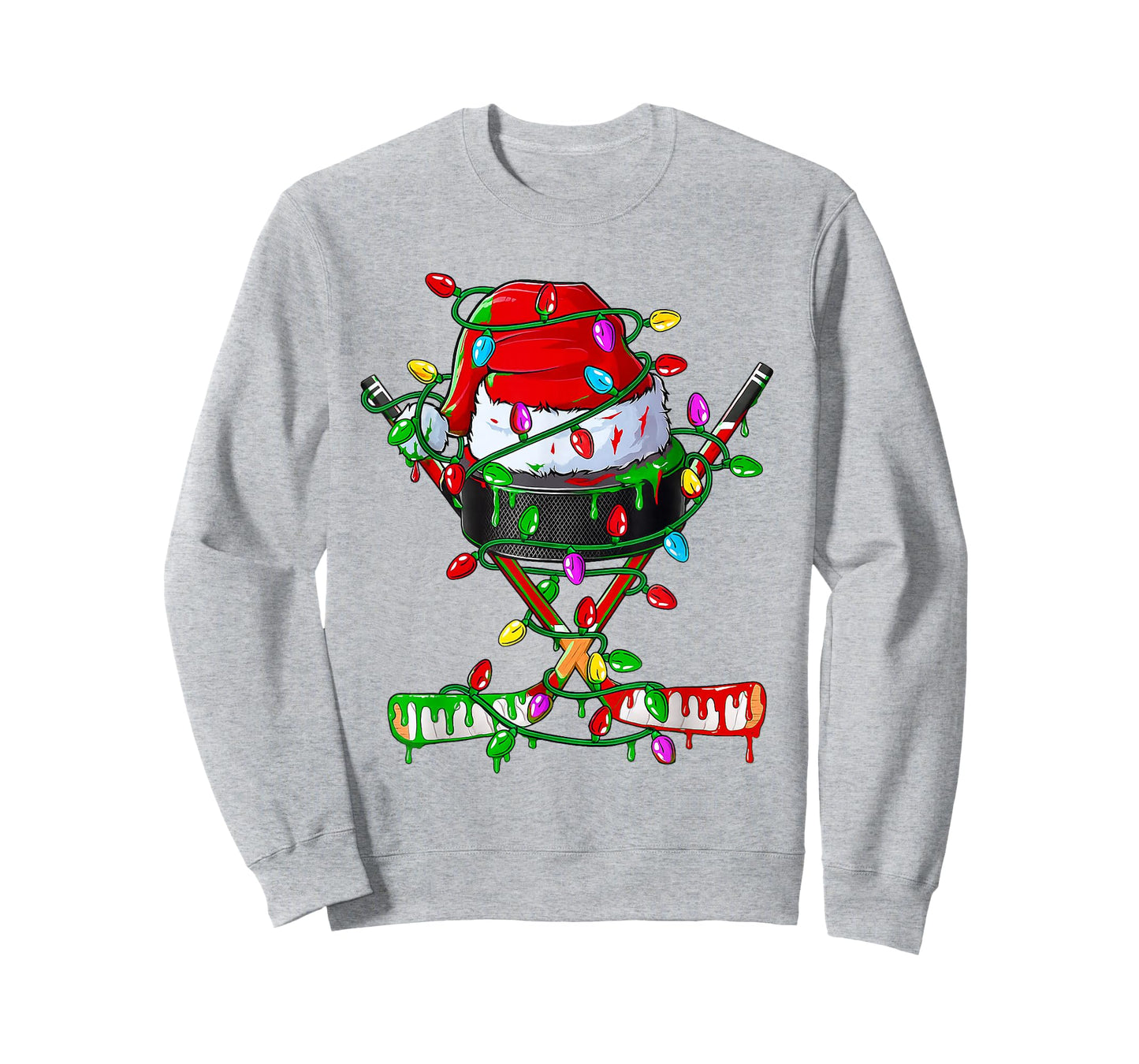 Christmas Hockey Ice Cream Drip Boys Xmas Ice Hockey Players T-Shirt