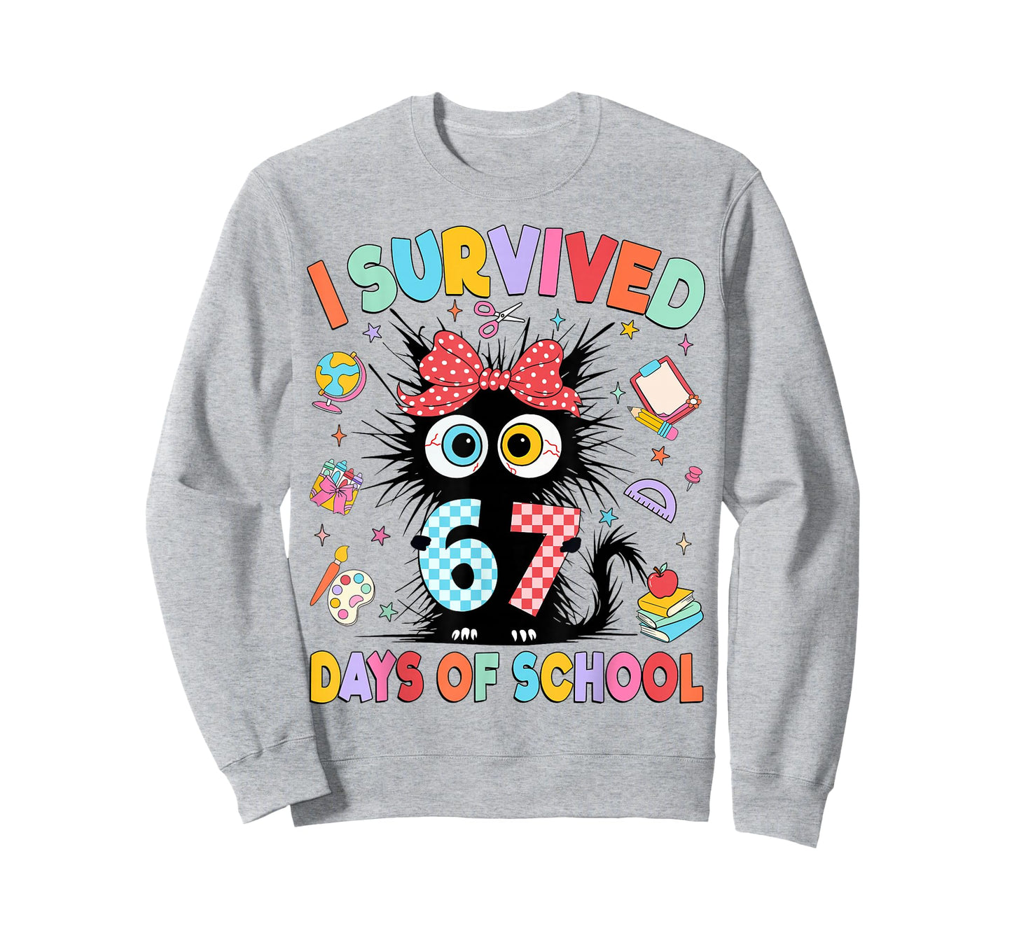 I Survived 67 Days of School Six Seven Cat Teachers Kids T-Shirt