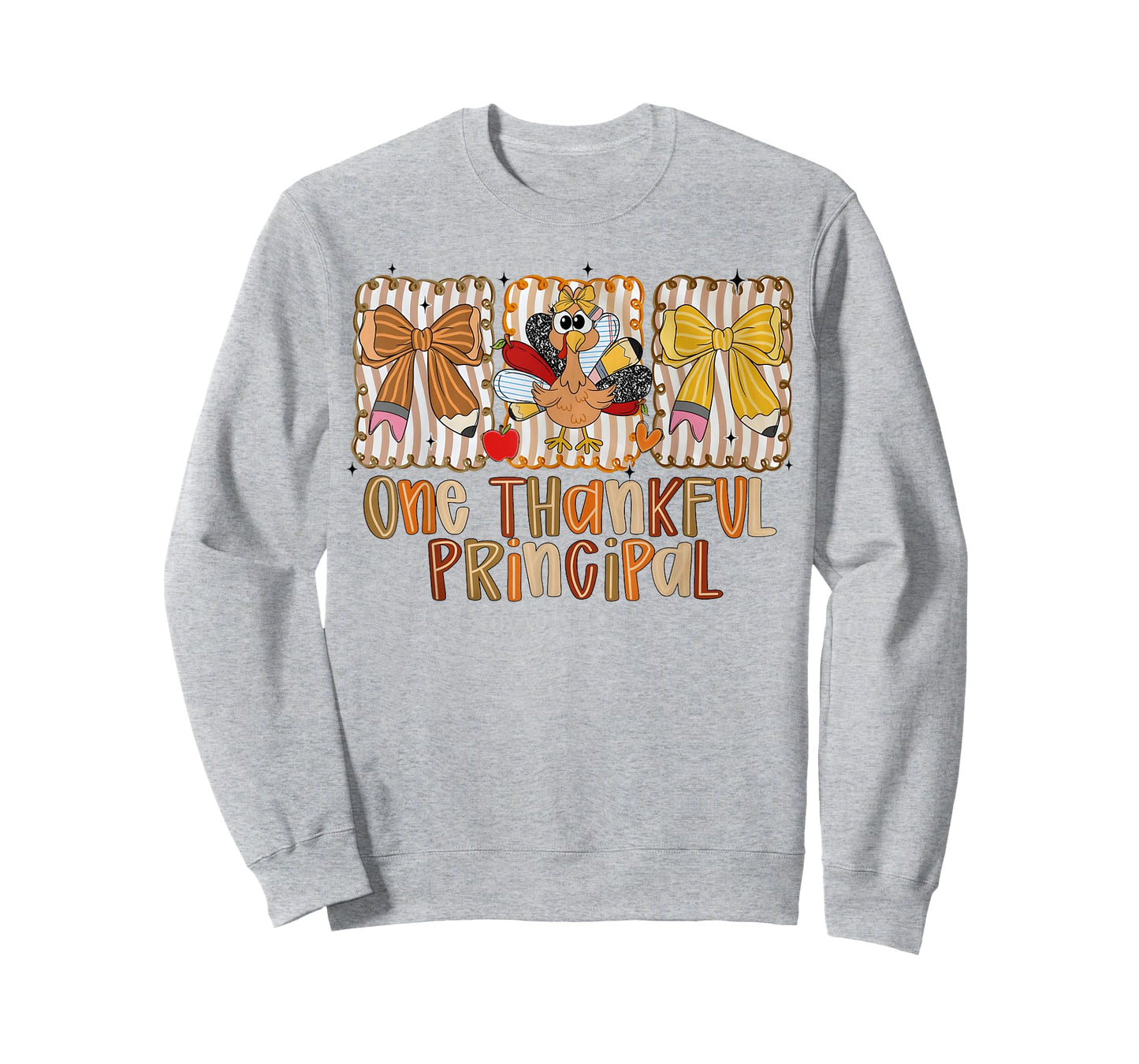 Preppy One Thankful Principal Thanksgiving Turkey Pumpkin T-Shirt
