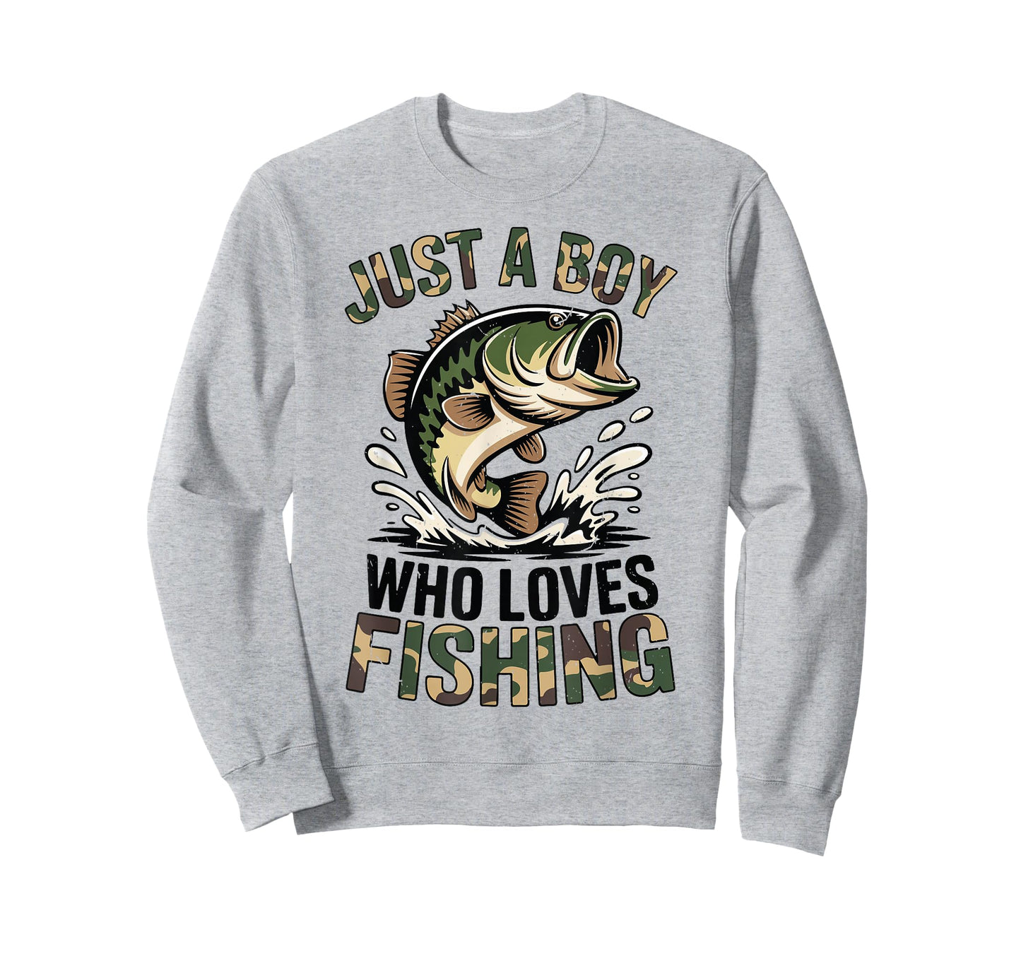 Youth Fishing Camo Bass Fish Just A Boy Who Loves Fishing T-Shirt