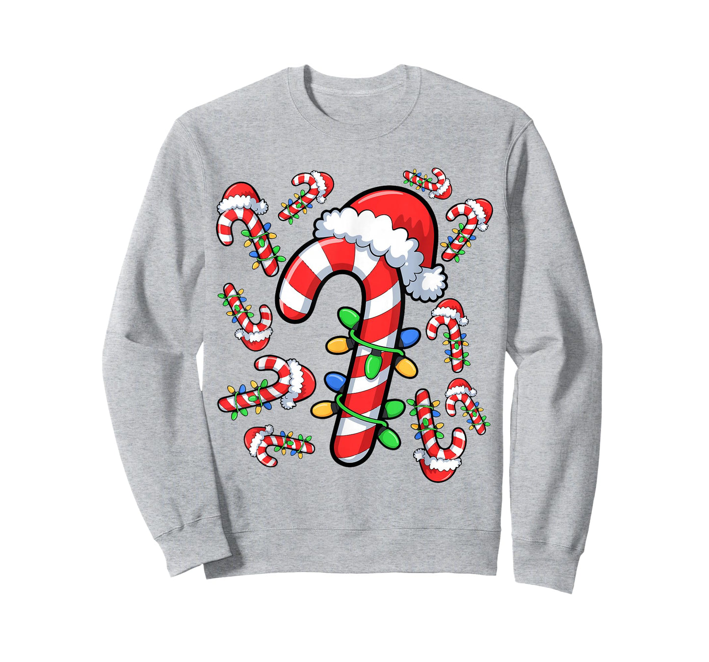 Red and White Candy Cane Santa Christmas Xmas Lights T-Shirt