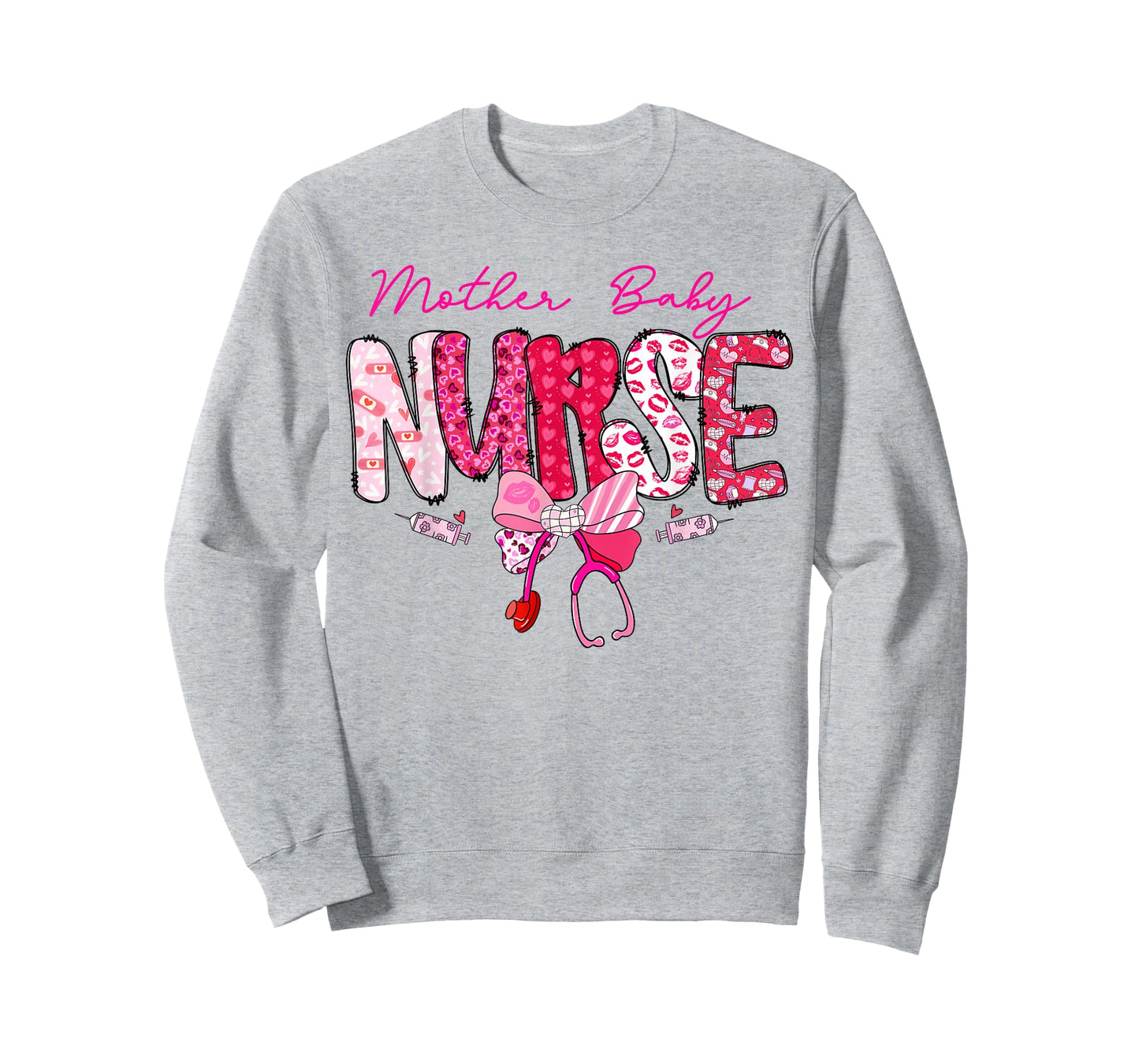Mother Baby Nurse Valentine's Day Stethoscope Coquette Bow T-Shirt