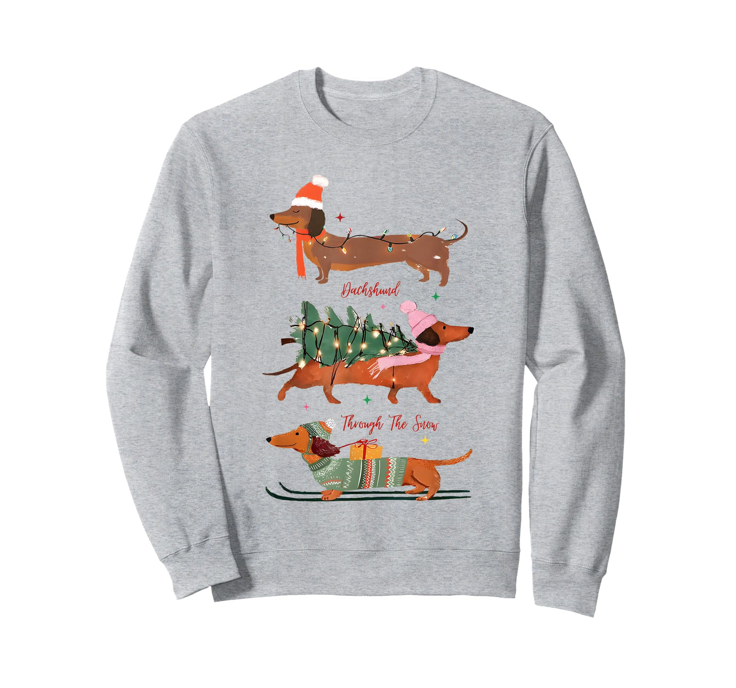 Dashing Through The Snow Christmas Wiener Dog Holiday T-Shirt