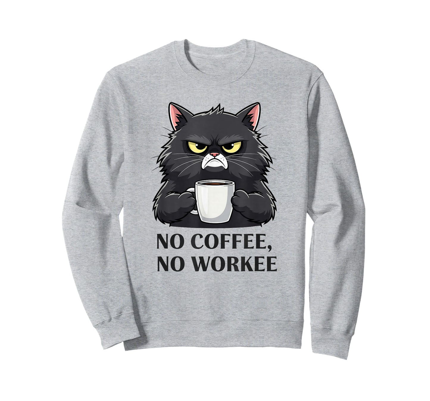 No Coffee No Workee Funny Office Saying Coworkers Cat Quote T-Shirt