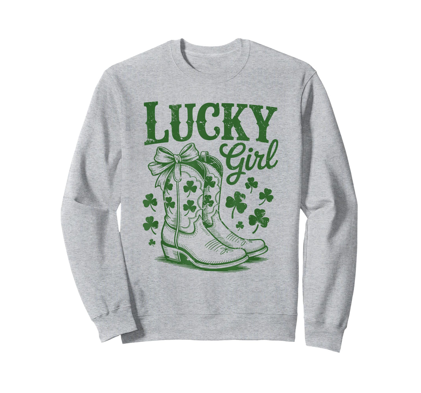 Lucky Girl St Patricks Day Western Cowgirl Boots Shamrock T-Shirt