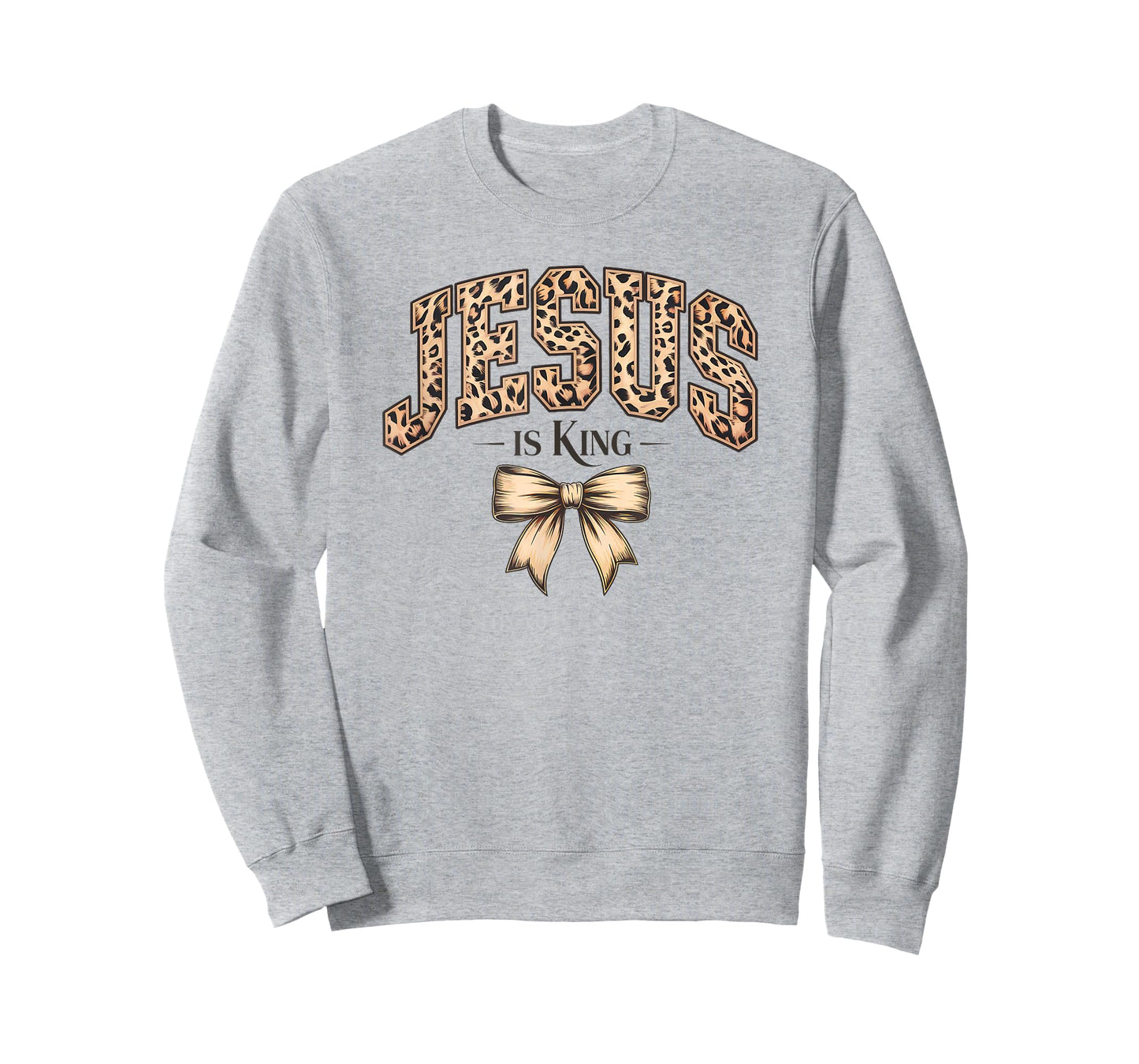 Jesus is King Cheetah Christian Coquette Bow Cute Faith T-Shirt