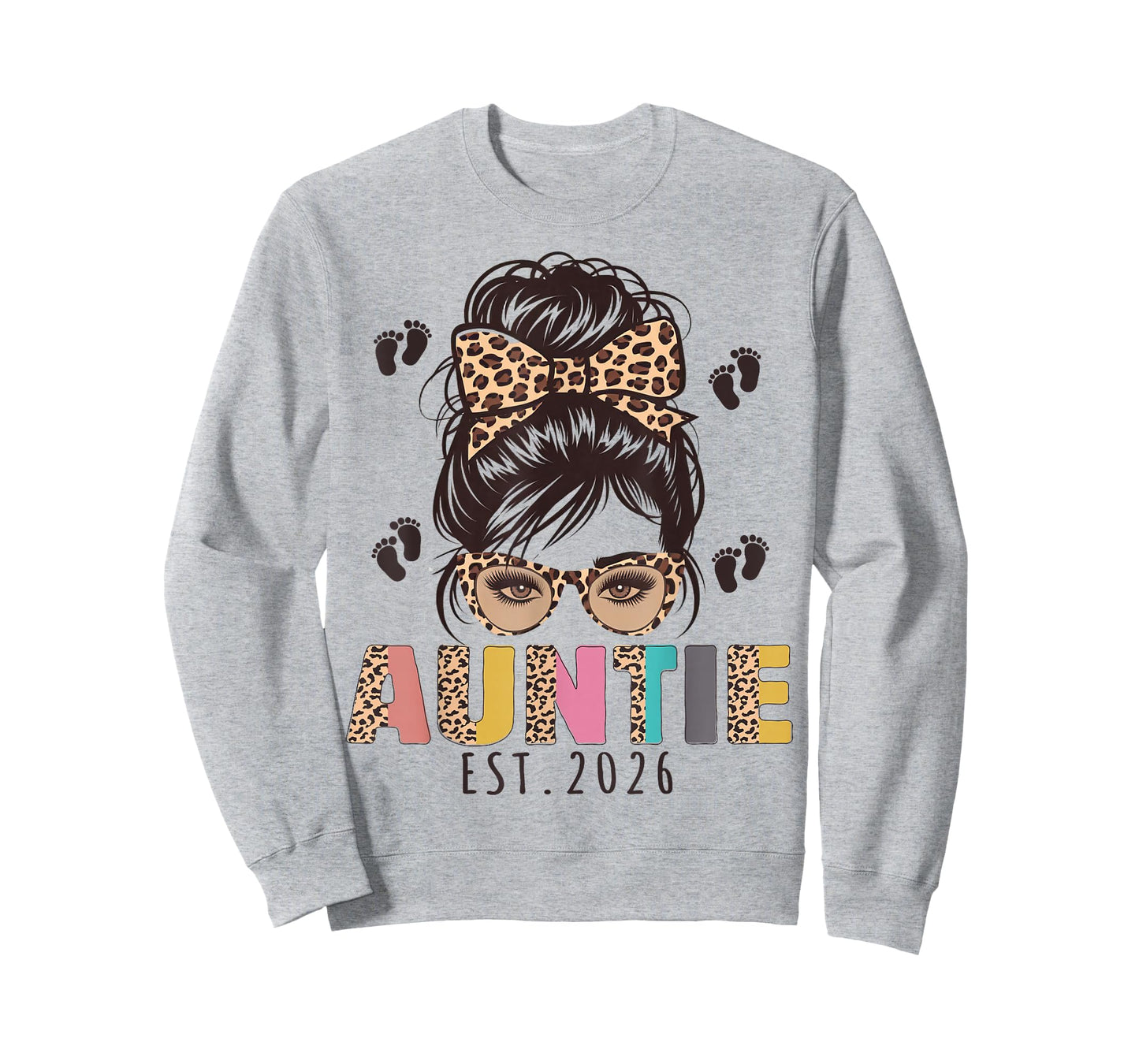 Promoted to Auntie est 2026 Aunt to be New Aunt Messy Bun T-Shirt