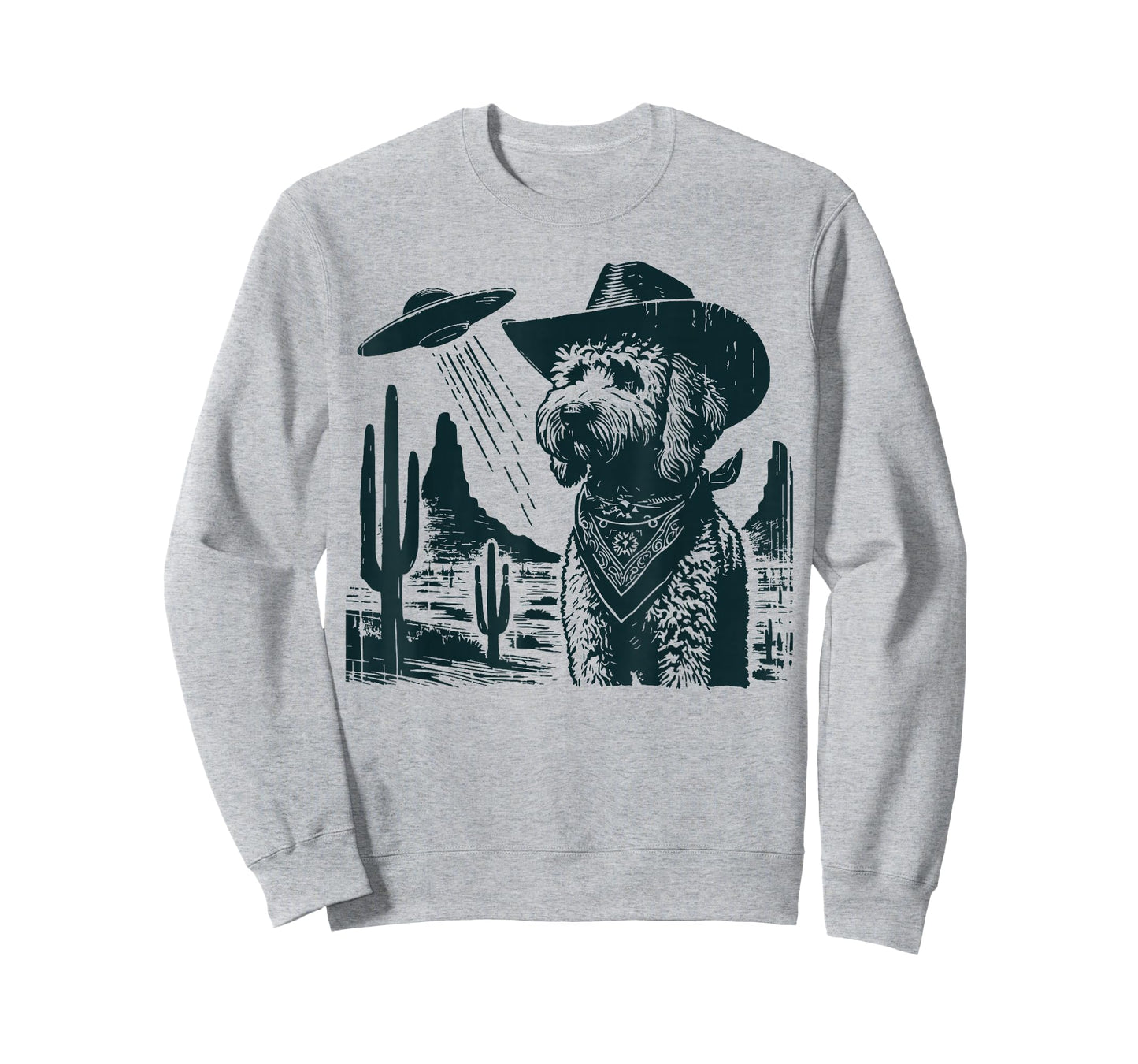 Vintage Golden Doodle UFO Western Cowboy Doodle Dog T-Shirt