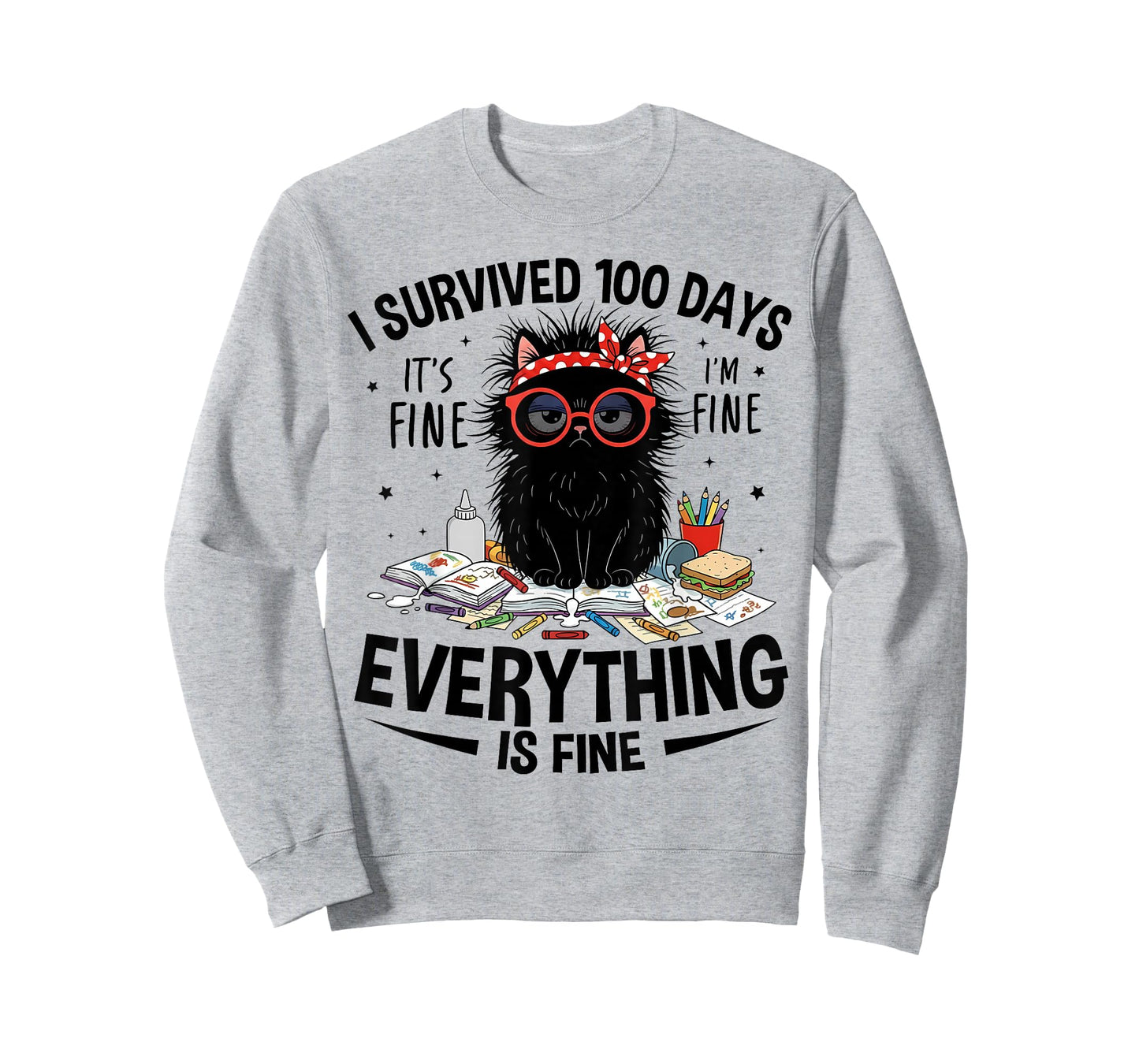 I Survived 100 Days of School Teacher Kids 100th Day Cat T-Shirt