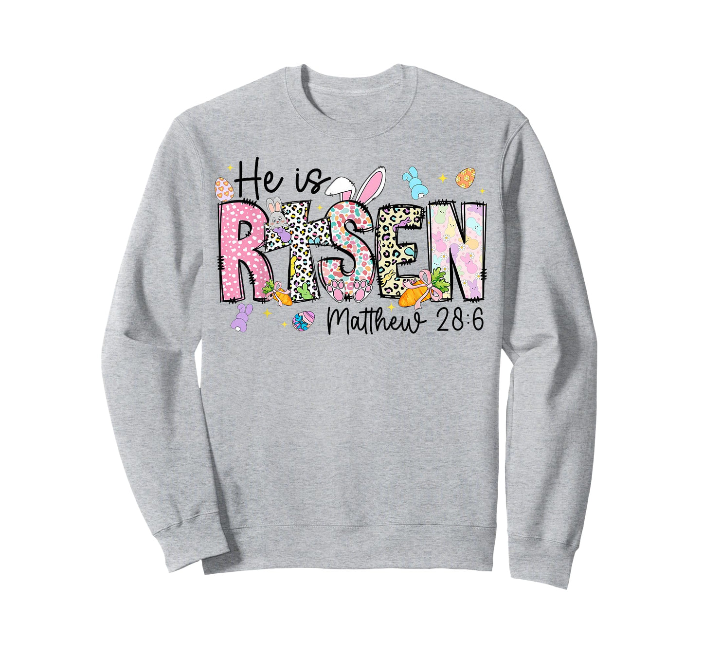 Happy Easter He is Risen Jesus Matthew 28:6 Women Kids Girls T-Shirt