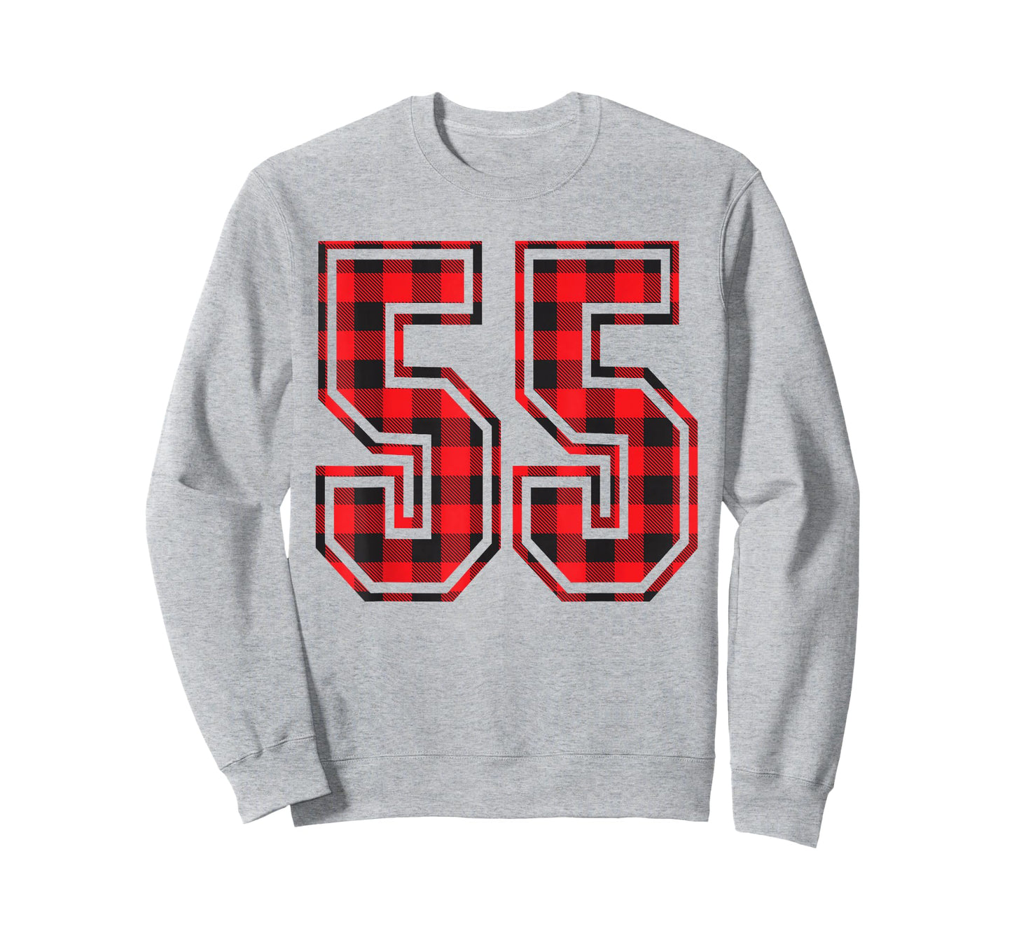 Cute Number 55 Christmas Red Plaid Pattern #55 Unform Jersey T-Shirt