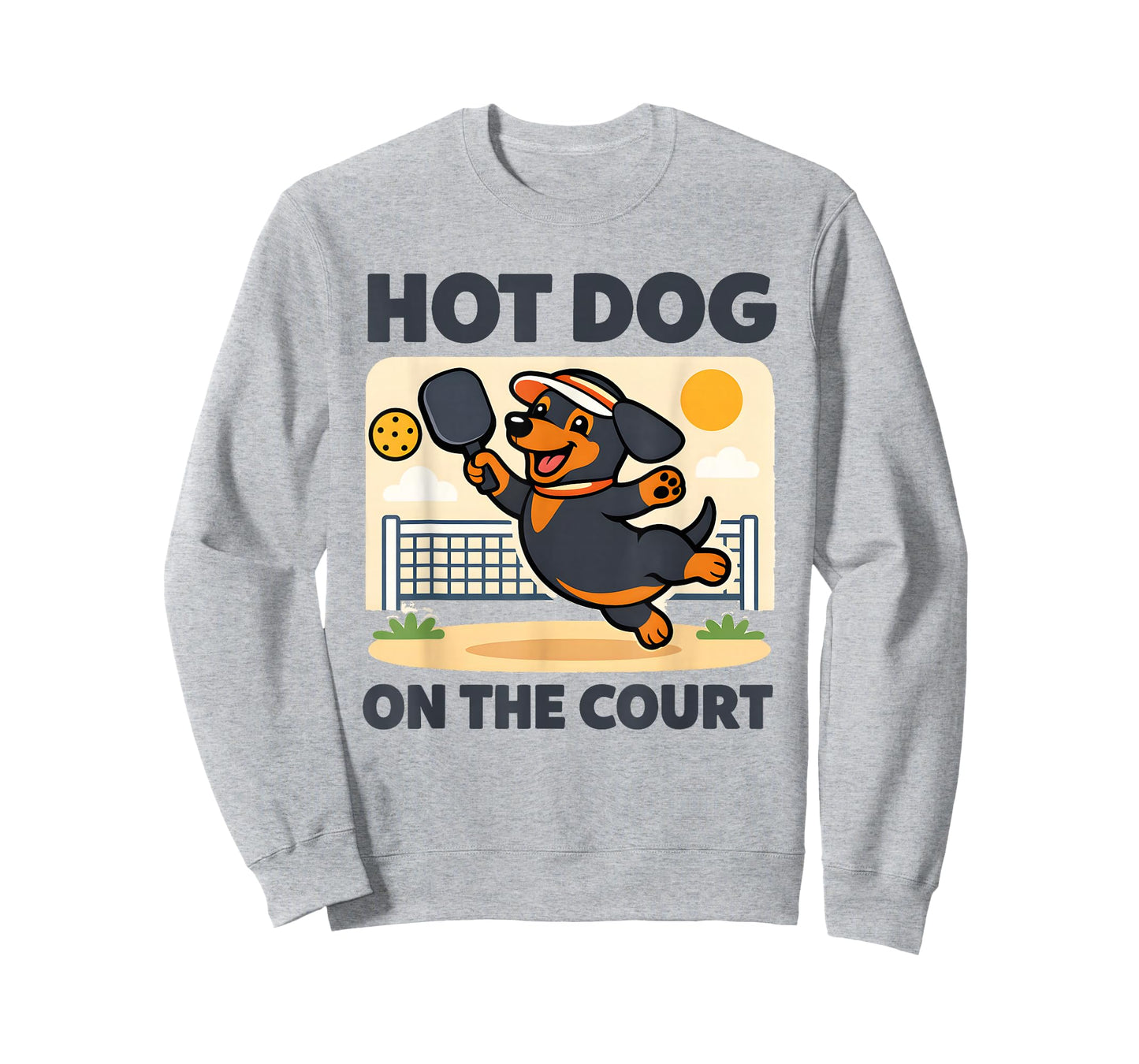 Pickleball Lover Wiener Dachshund Hot Dog On The Court T-Shirt