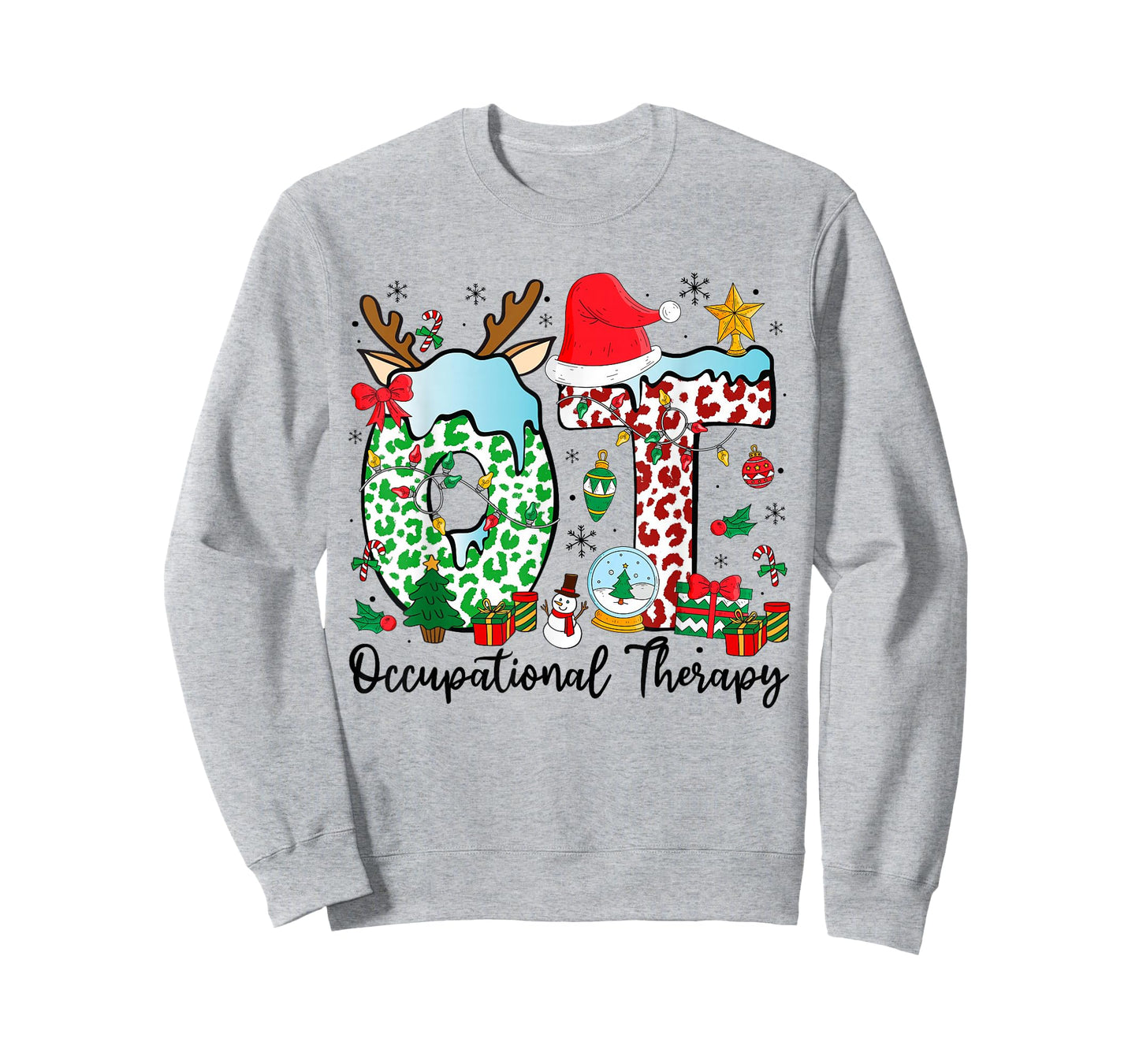 Occupational Therapy Christmas Lights Santa Hat OT Therapist T-Shirt