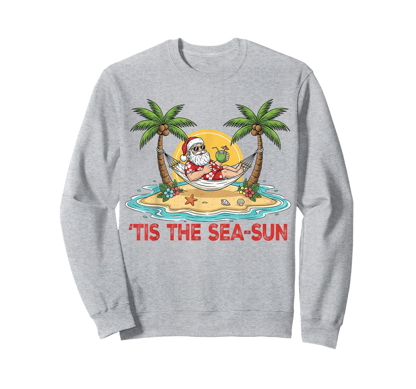 Tis The Sea-Sun Santa Beach Vibes Christmas in July Hawaii T-Shirt