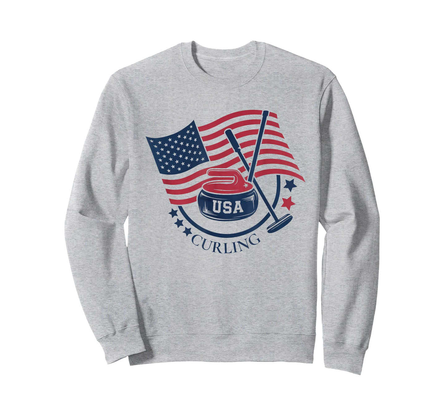 Curling Stone USA American Flag Curler Broom Sports Gear T-Shirt