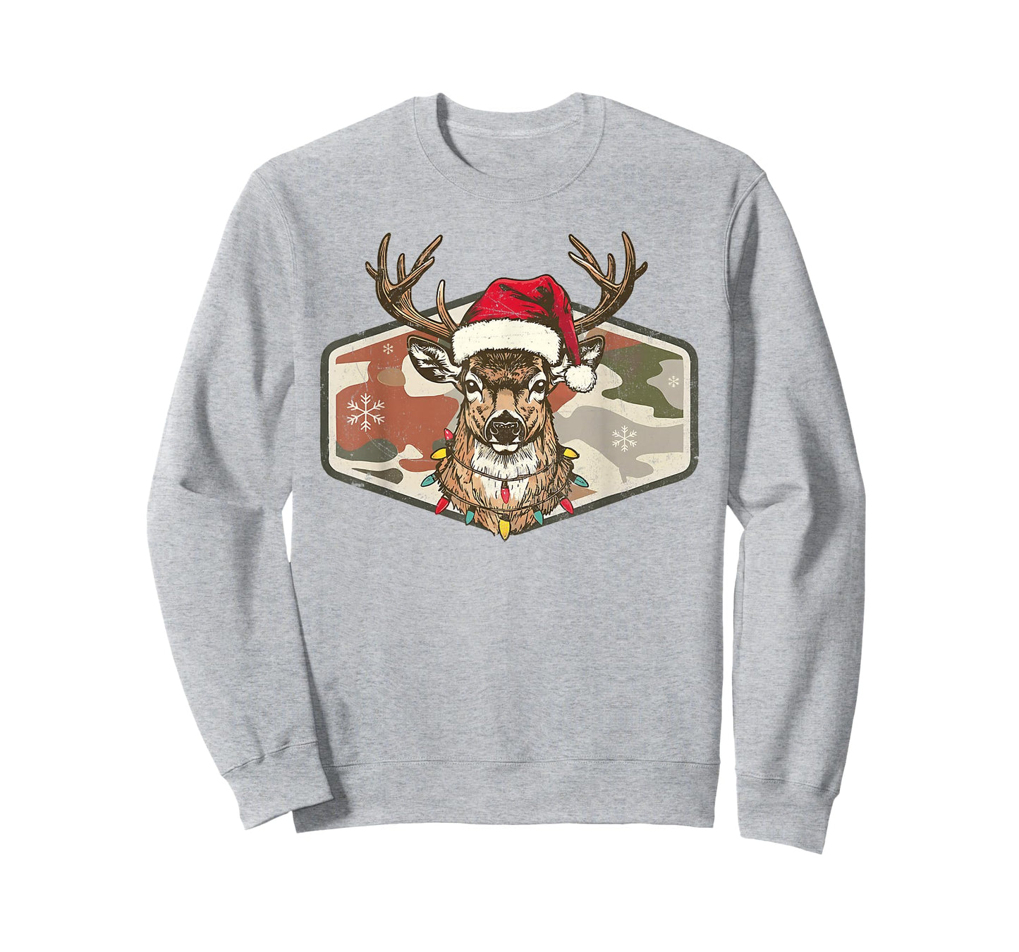 Christmas Holiday Camo Hunting Reindeer Deer Xmas Lights T-Shirt