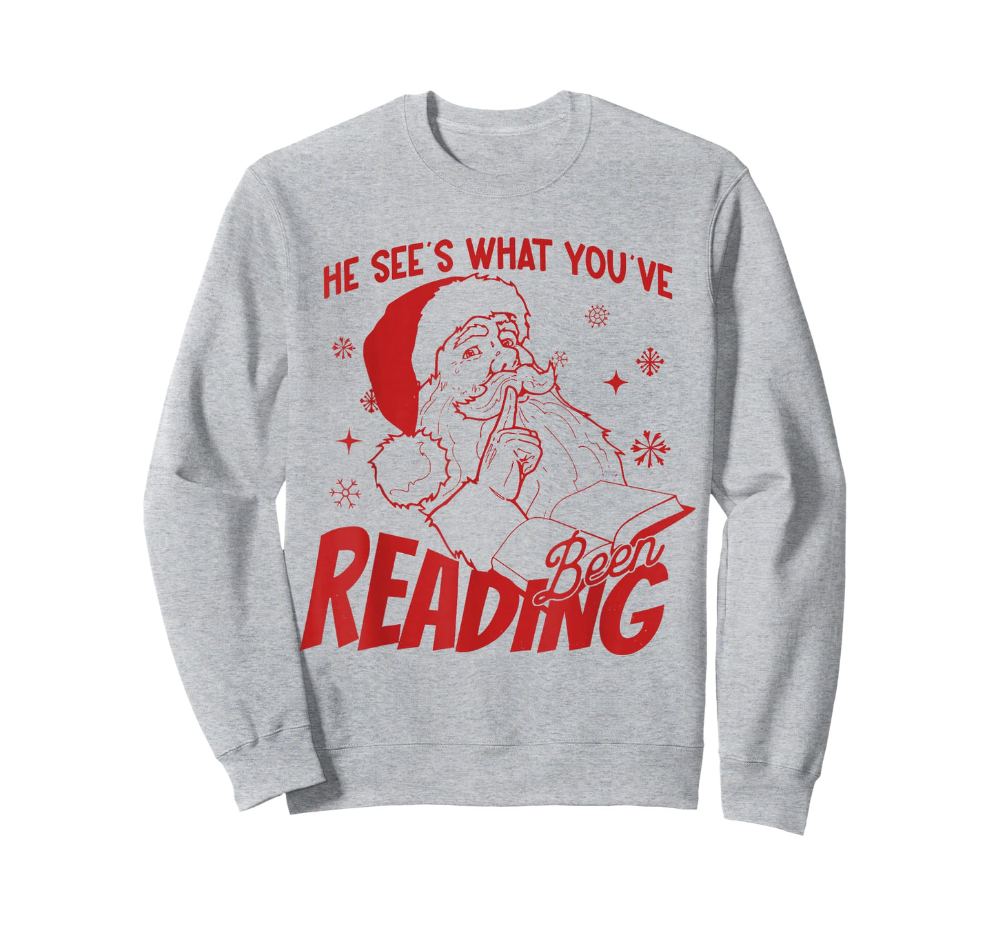 He Sees What You've Been Reading Santa Bookish Christmas T-Shirt
