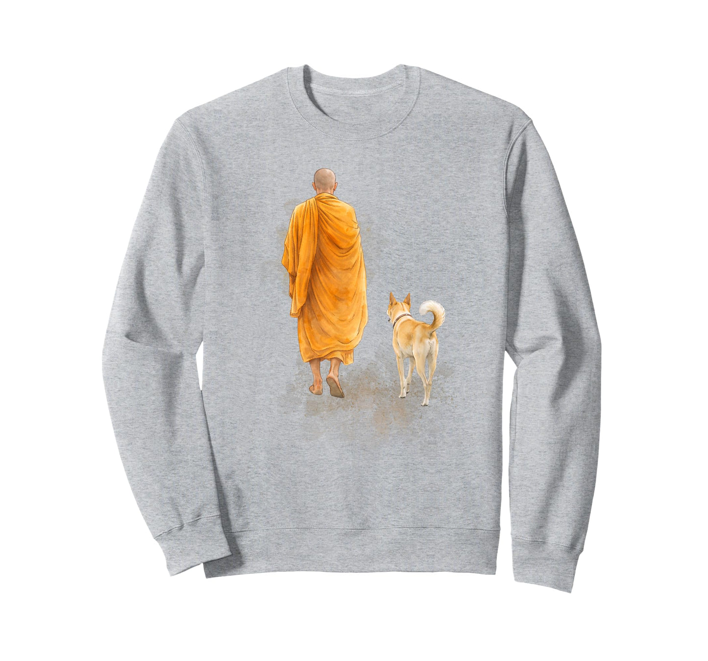 Peace Walking Monk & Dog Minimalist Zen Art T-Shirt